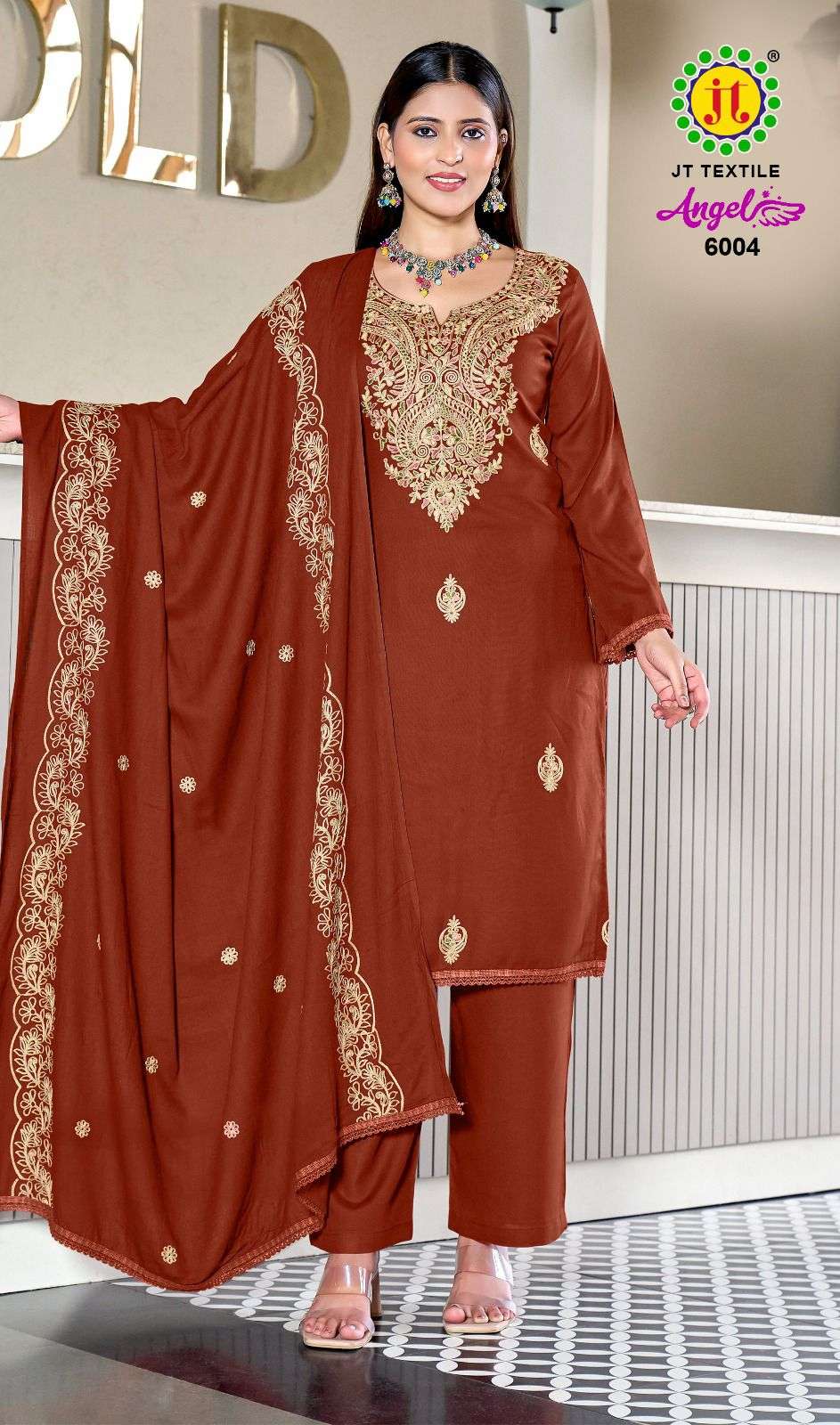 JT ANGEL VOL 6 RAYON FANCY PREMIUM WORKS LADIES SUIT