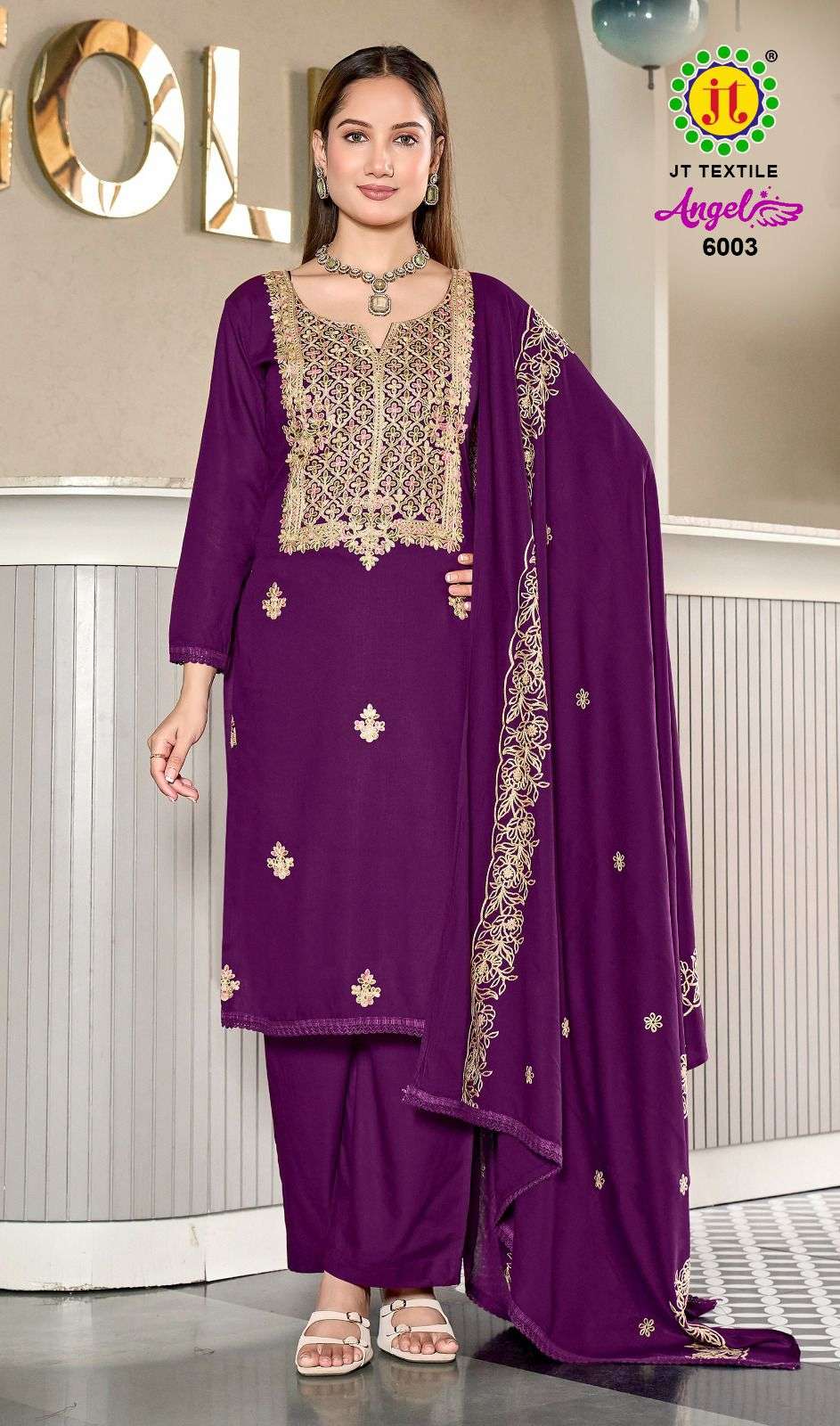 JT ANGEL VOL 6 RAYON FANCY PREMIUM WORKS LADIES SUIT