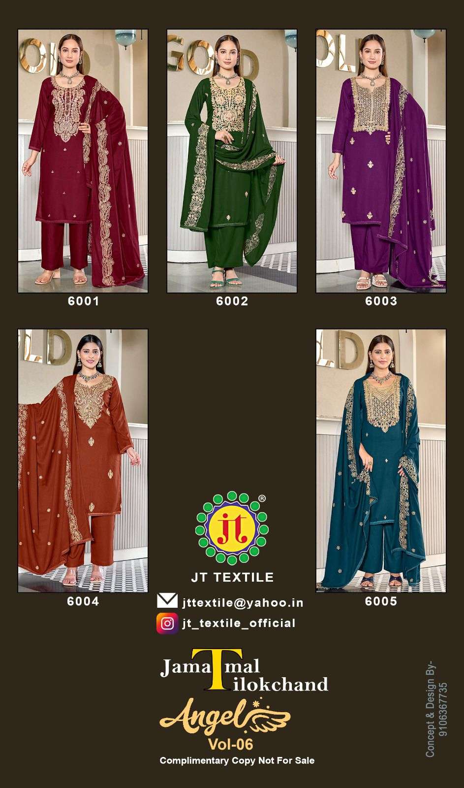 JT ANGEL VOL 6 RAYON FANCY PREMIUM WORKS LADIES SUIT