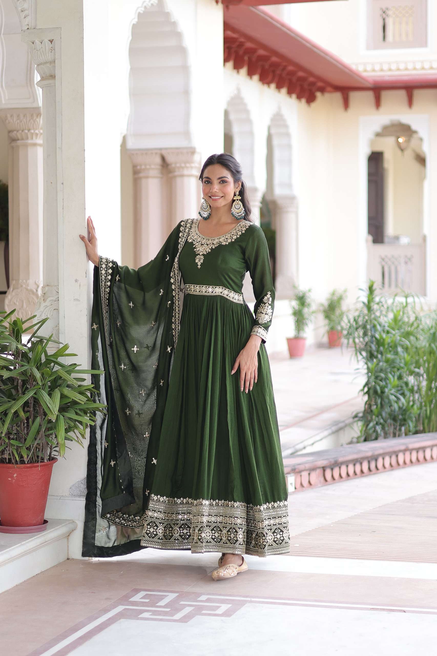 KA 1215 SILK DESIGNER PARTY WEAR PARTY WEAR GOWN WITH DUPATTA 