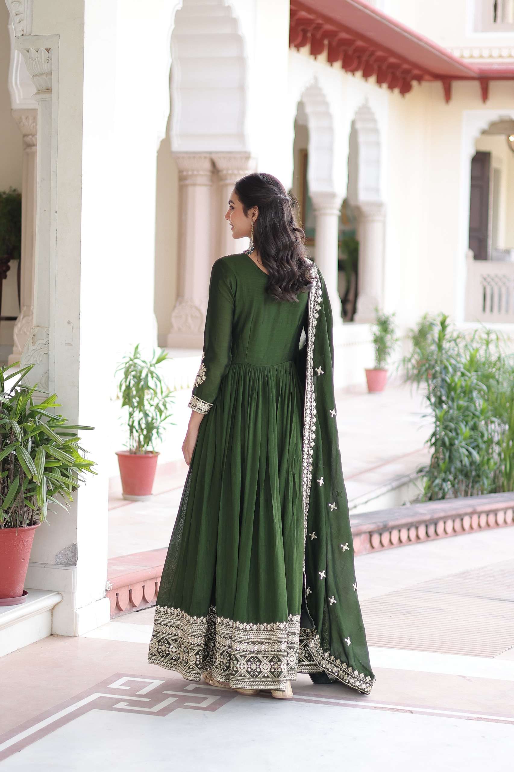 KA 1215 SILK DESIGNER PARTY WEAR PARTY WEAR GOWN WITH DUPATTA 