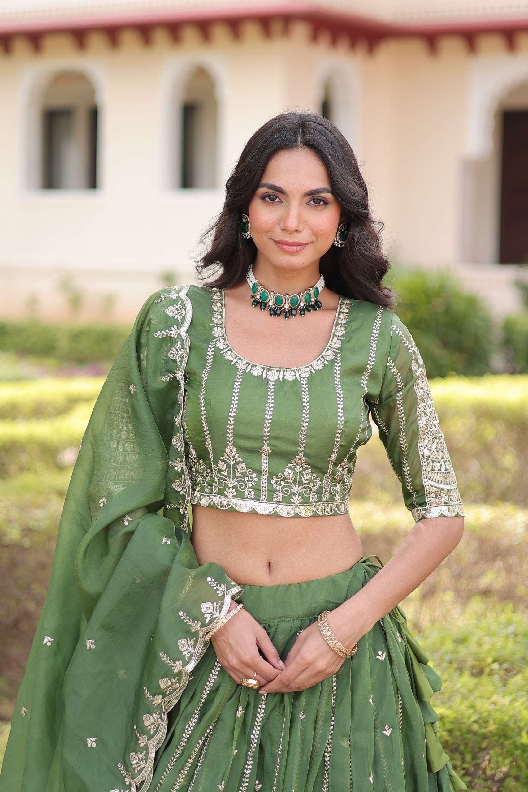 KA 5056 CRUSH FABRIC BEAUTIFUL DESIGNER LOOK FESTIVE WEAR LEHENGA CHOLI