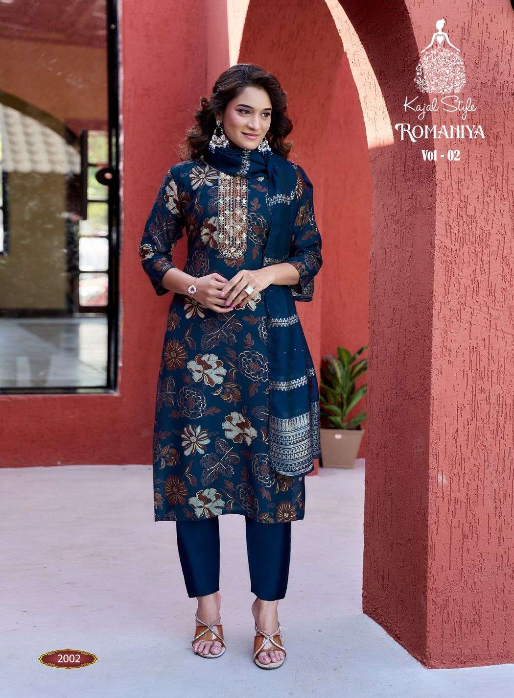 KAJAL STYLE ROMANIYA VOL 2 STRAIGHT KURTI WITH PANT AND DUPATTA 