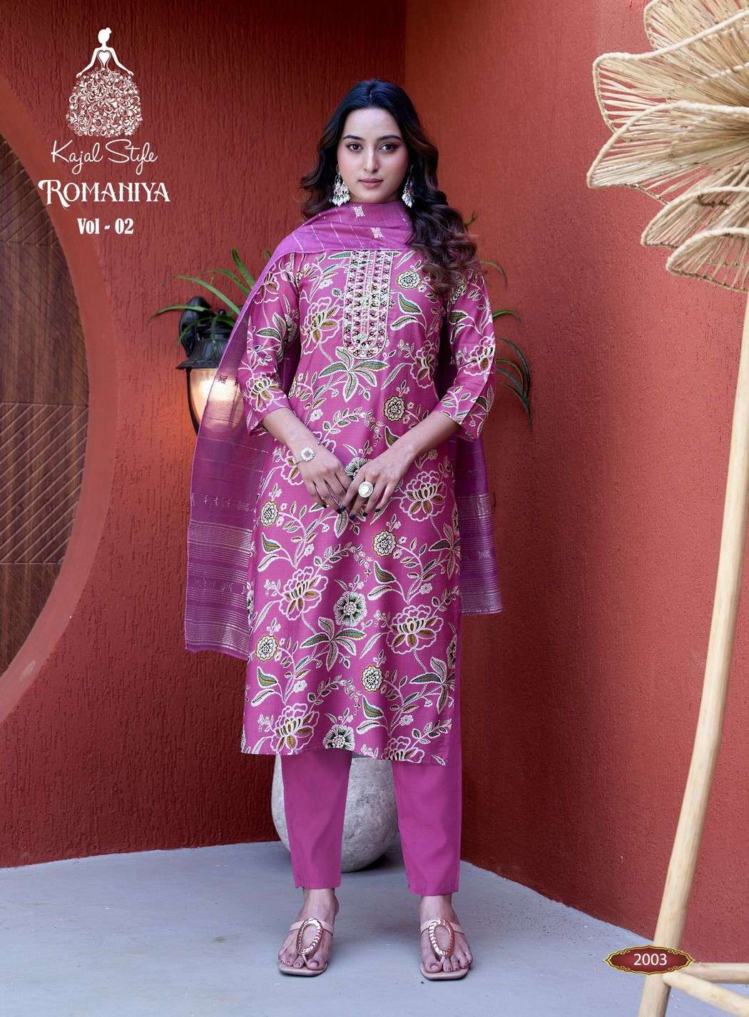 KAJAL STYLE ROMANIYA VOL 2 STRAIGHT KURTI WITH PANT AND DUPATTA 