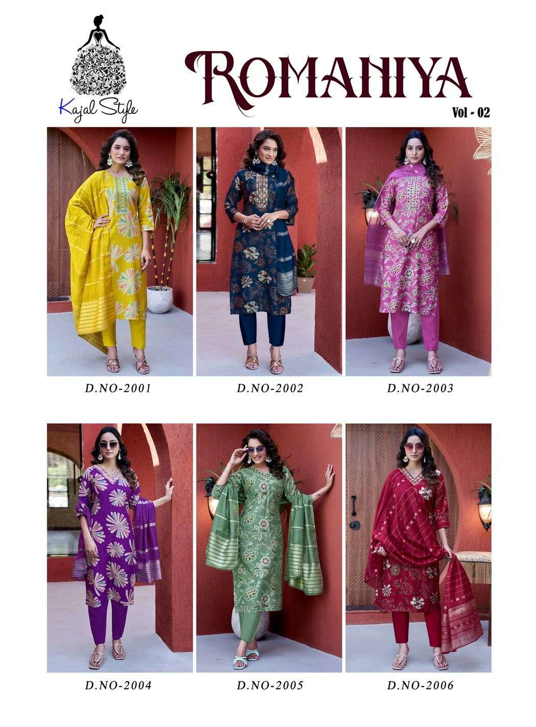 KAJAL STYLE ROMANIYA VOL 2 STRAIGHT KURTI WITH PANT AND DUPATTA 