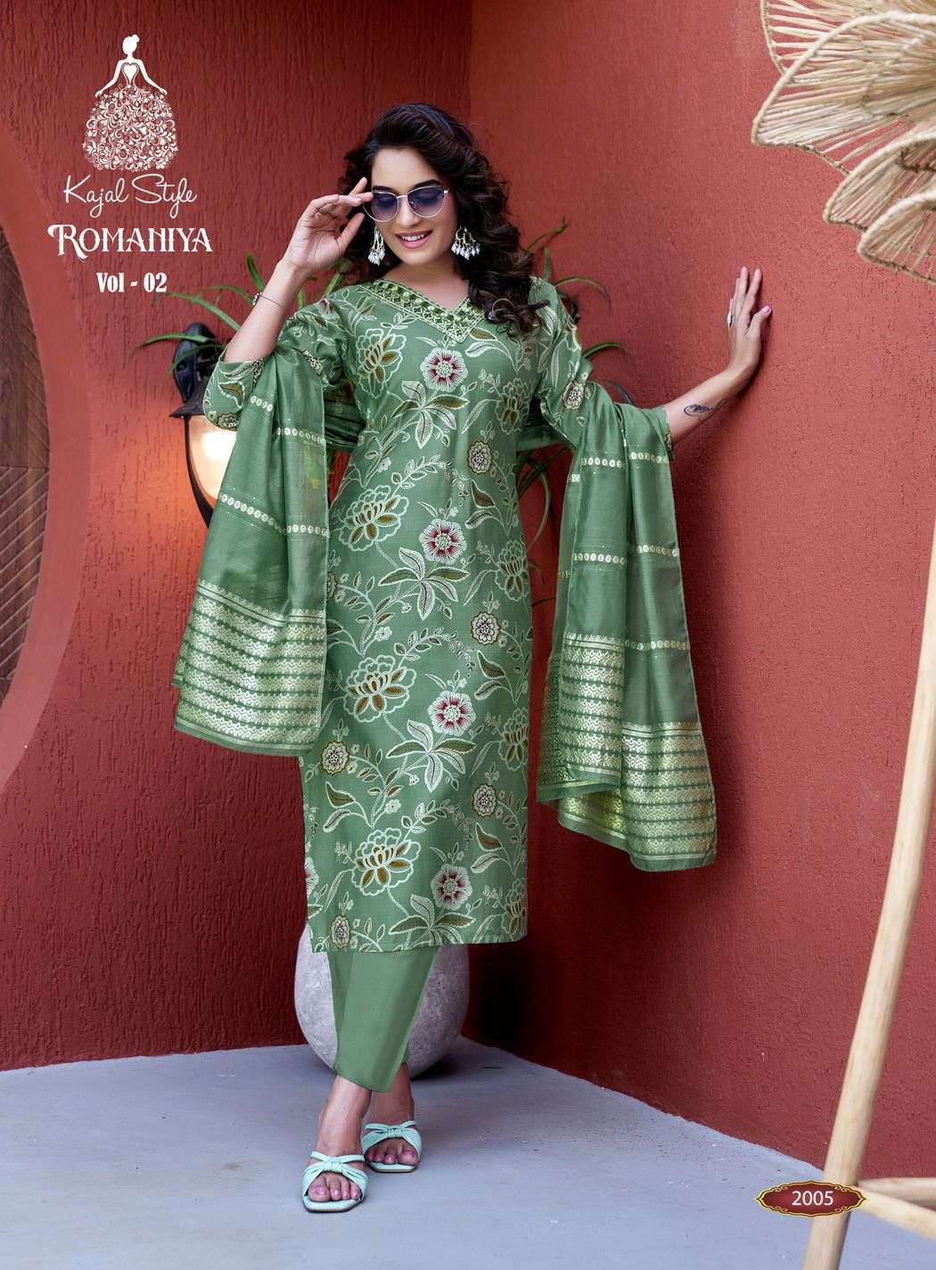 KAJAL STYLE ROMANIYA VOL 2 STRAIGHT KURTI WITH PANT AND DUPATTA 