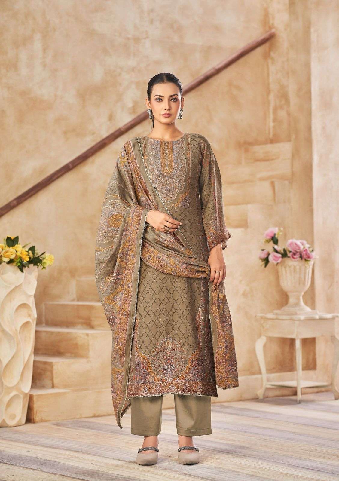 KARVA DESINER STUDIO SIRISHA MODAL SILK FANCY EMBROIDERY WORK SUIT