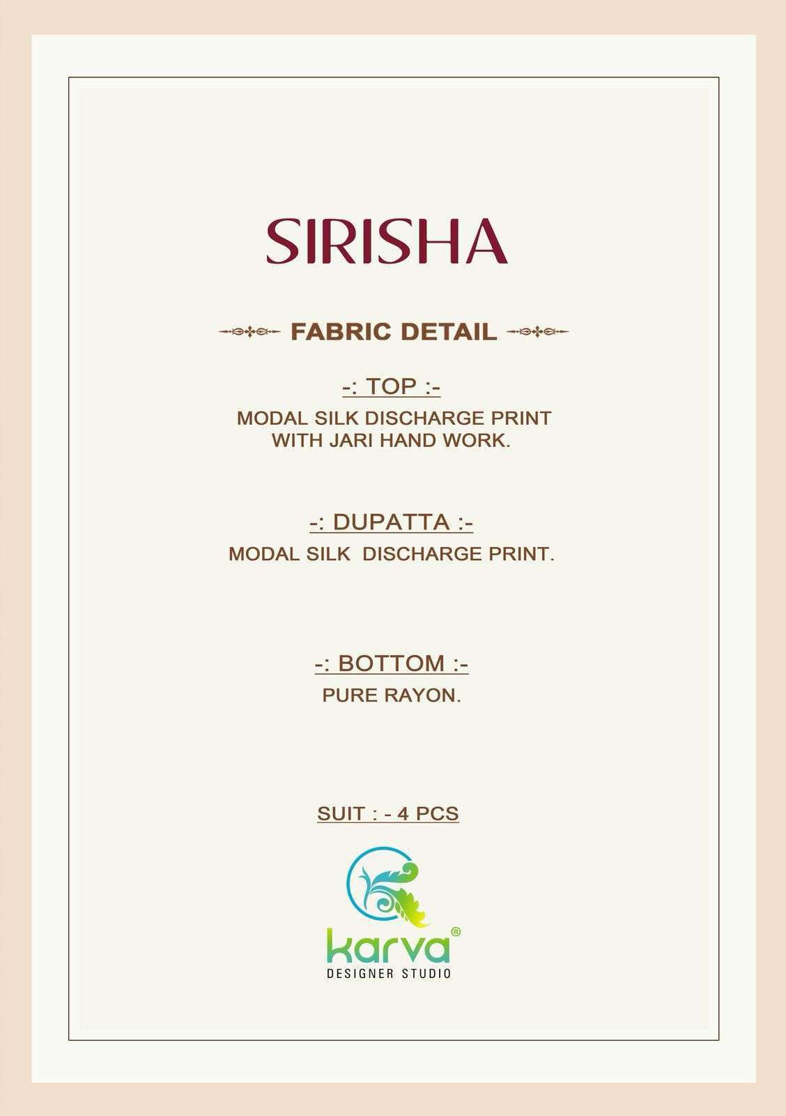 KARVA DESINER STUDIO SIRISHA MODAL SILK FANCY EMBROIDERY WORK SUIT