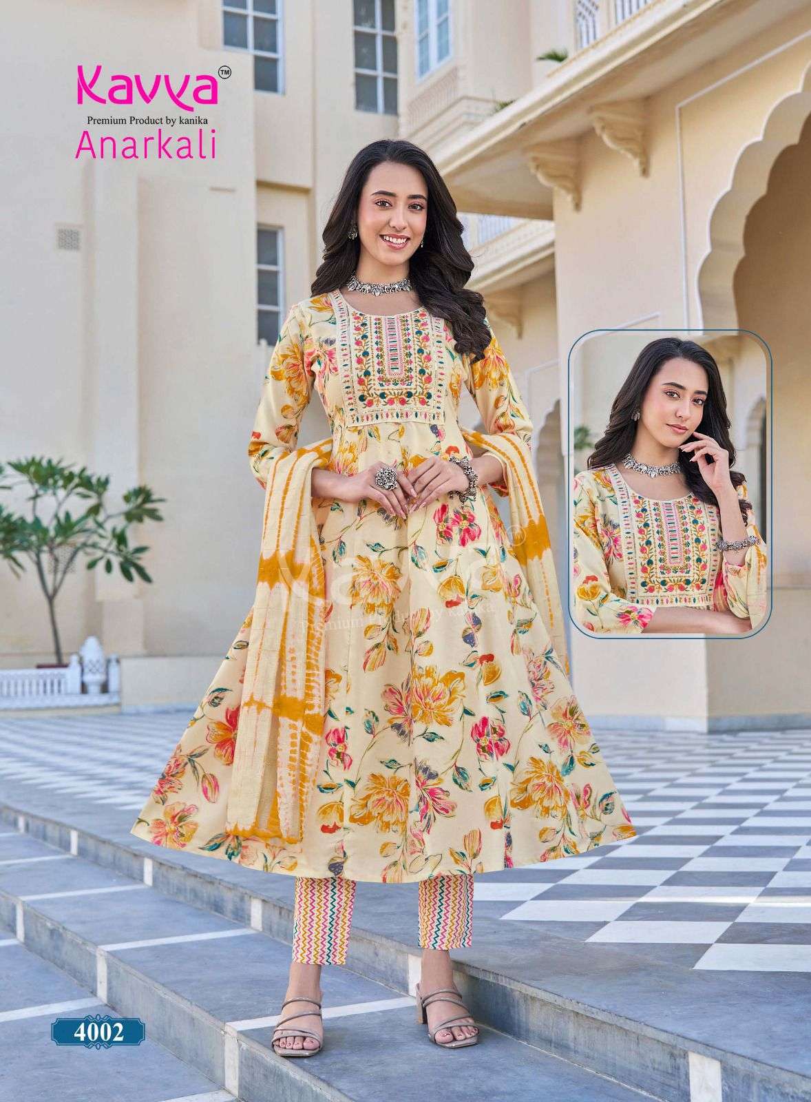KAVYA ANARKALI VOL 4 RAYON FOIL PRINT FANCY GOWN STYLE KURTI BOTTOM AND DUPATTA 