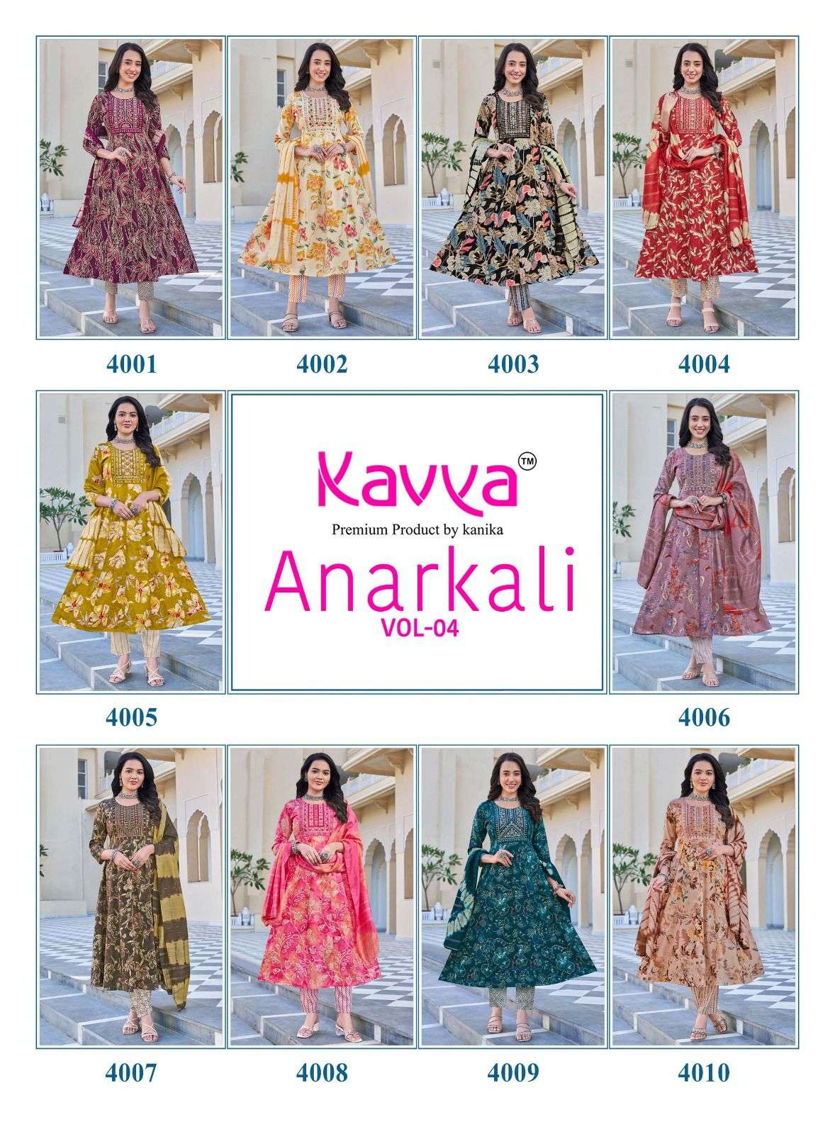 KAVYA ANARKALI VOL 4 RAYON FOIL PRINT FANCY GOWN STYLE KURTI BOTTOM AND DUPATTA 
