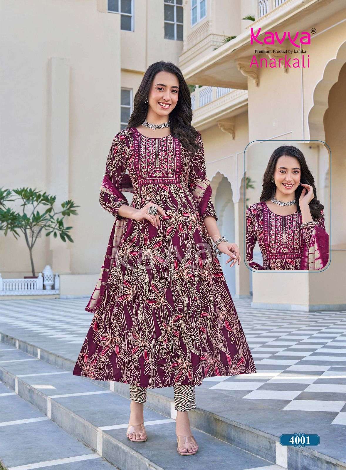 KAVYA ANARKALI VOL 4 RAYON FOIL PRINT FANCY GOWN STYLE KURTI BOTTOM AND DUPATTA 
