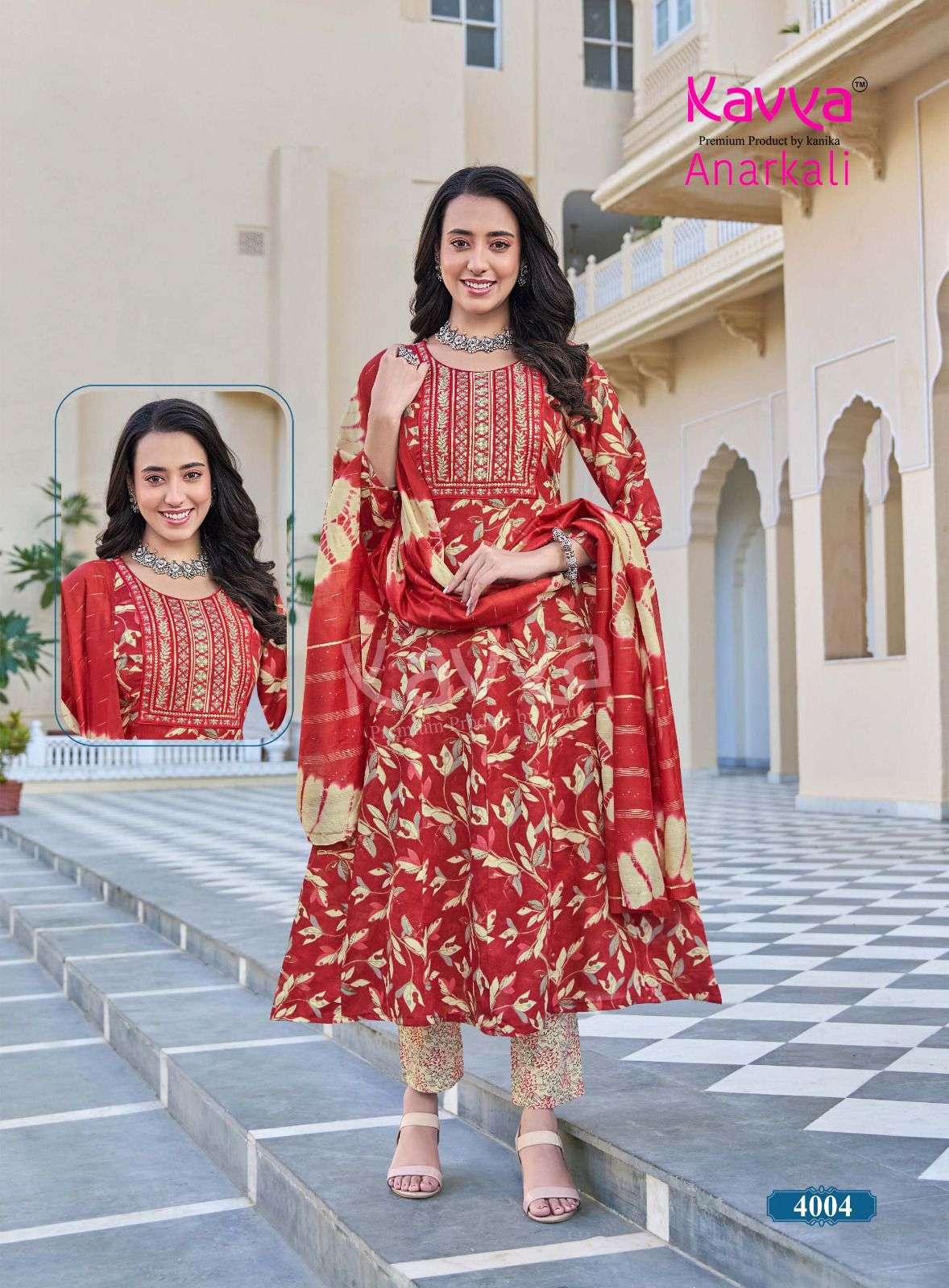 KAVYA ANARKALI VOL 4 RAYON FOIL PRINT FANCY GOWN STYLE KURTI BOTTOM AND DUPATTA 