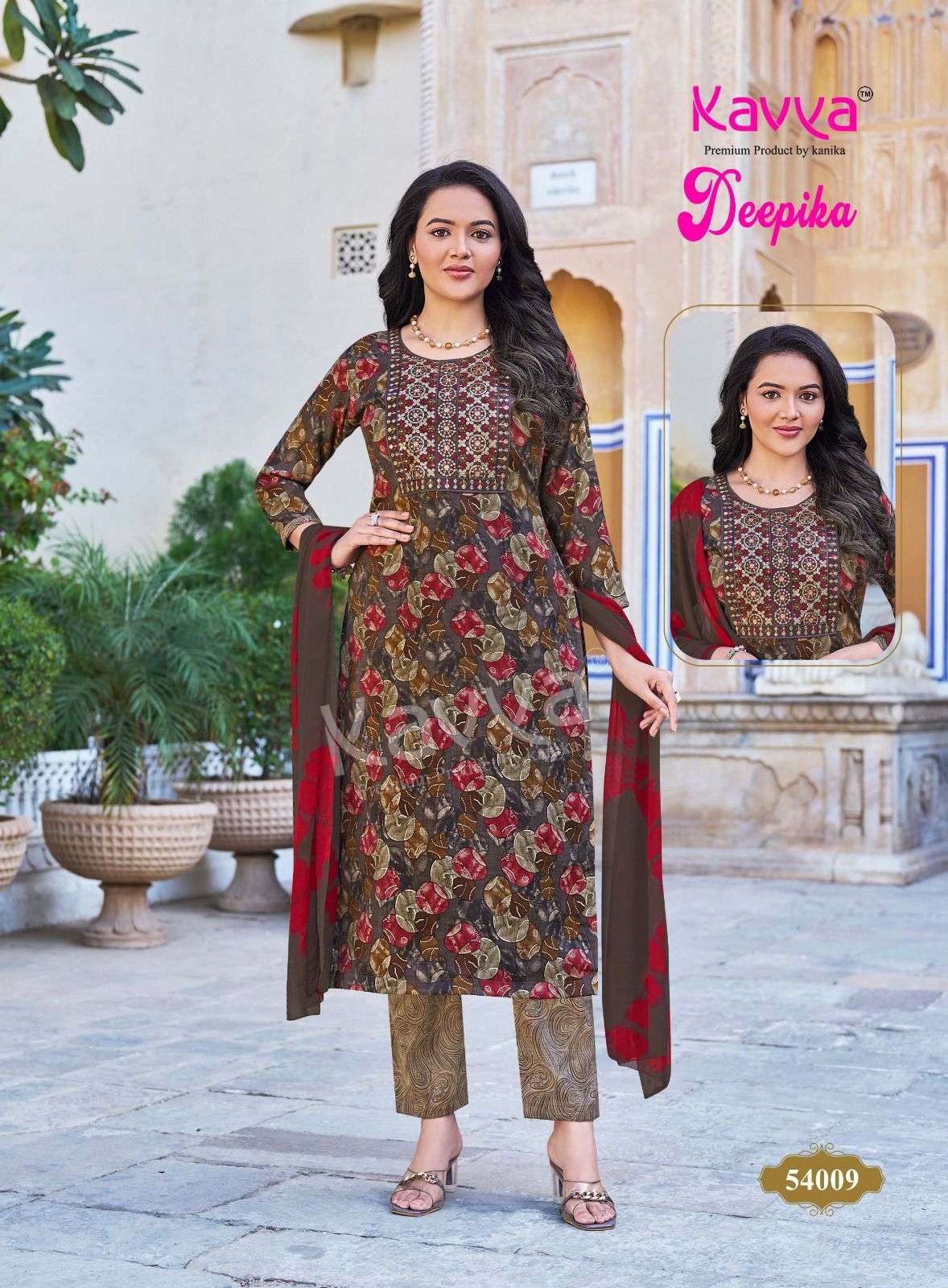 KAVYA DEEPIKA VOL 54 FANCY STRAIGHT KURTI WITH BOTTOM AND DUPATTA SET 