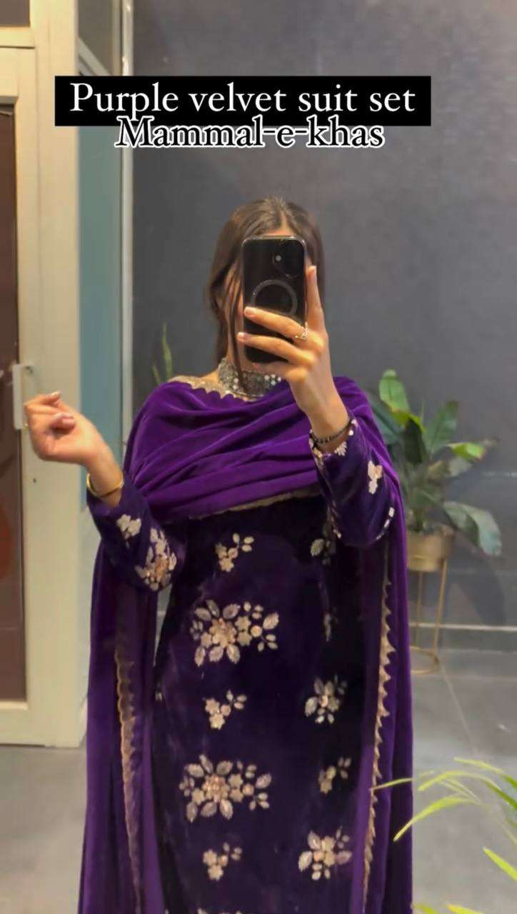 KD 1544 VELVET DESIGNER ETHNIC WEAR LADIES SUIT