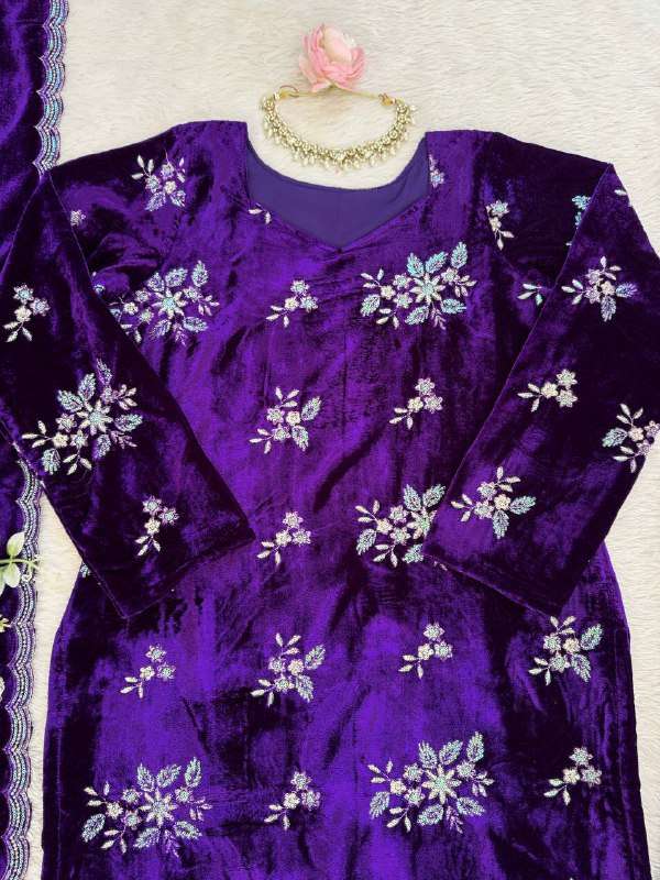KD 1544 VELVET DESIGNER ETHNIC WEAR LADIES SUIT