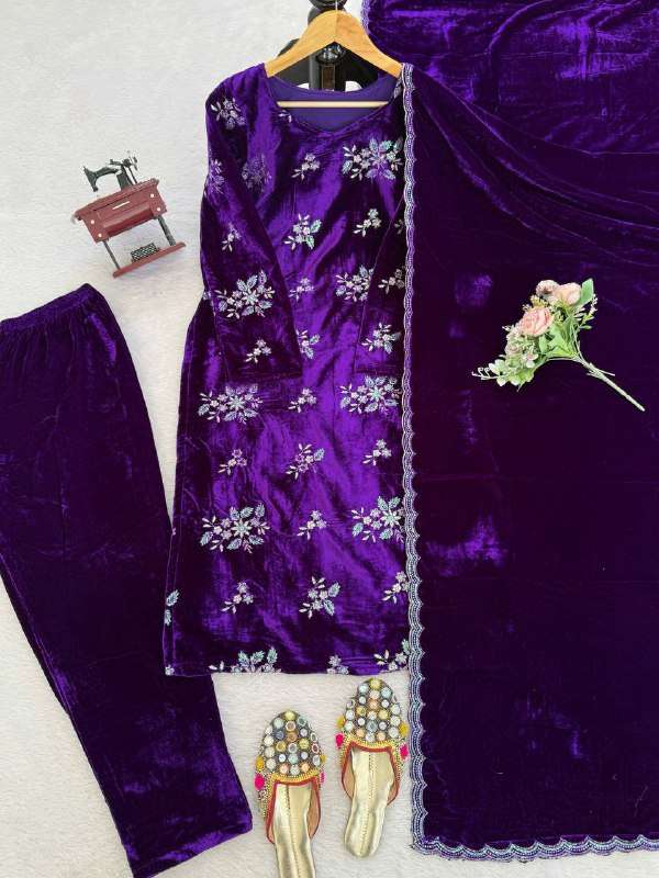 KD 1544 VELVET DESIGNER ETHNIC WEAR LADIES SUIT