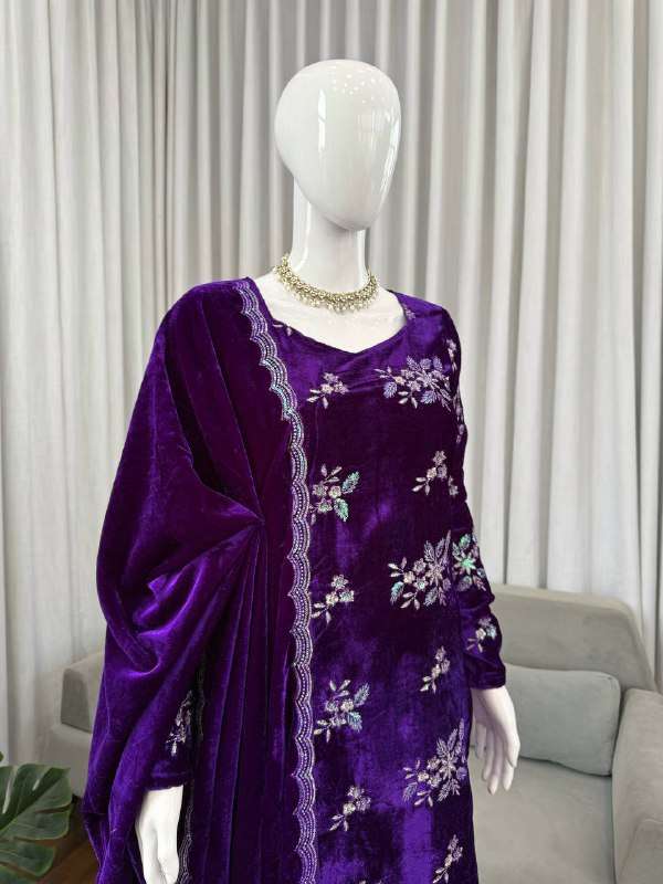 KD 1544 VELVET DESIGNER ETHNIC WEAR LADIES SUIT