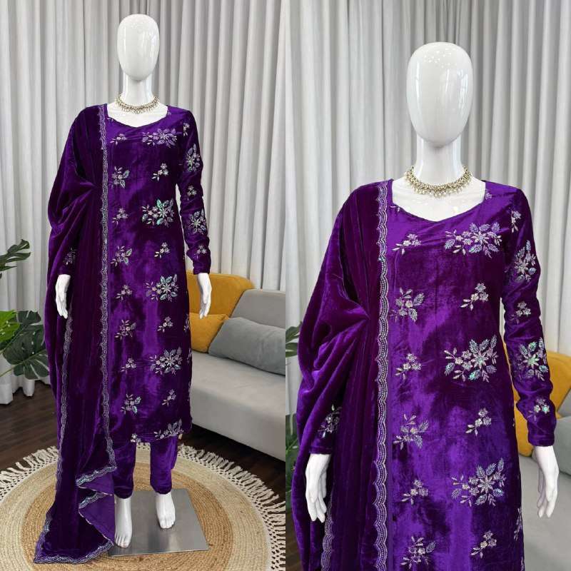 KD 1544 VELVET DESIGNER ETHNIC WEAR LADIES SUIT