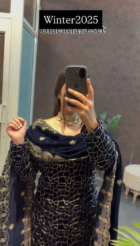 KD 1546 VELVET EMBROIDERY DESIGNER FESTIVE WEAR SUIT