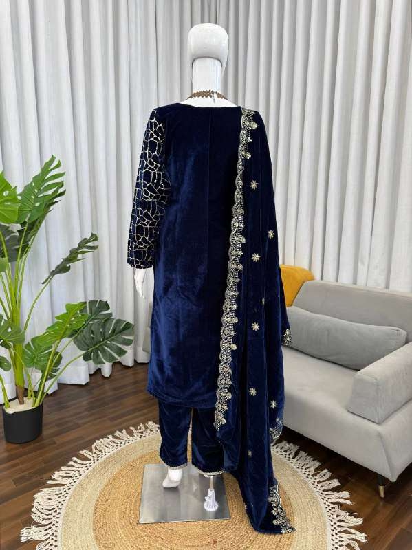 KD 1546 VELVET EMBROIDERY DESIGNER FESTIVE WEAR SUIT