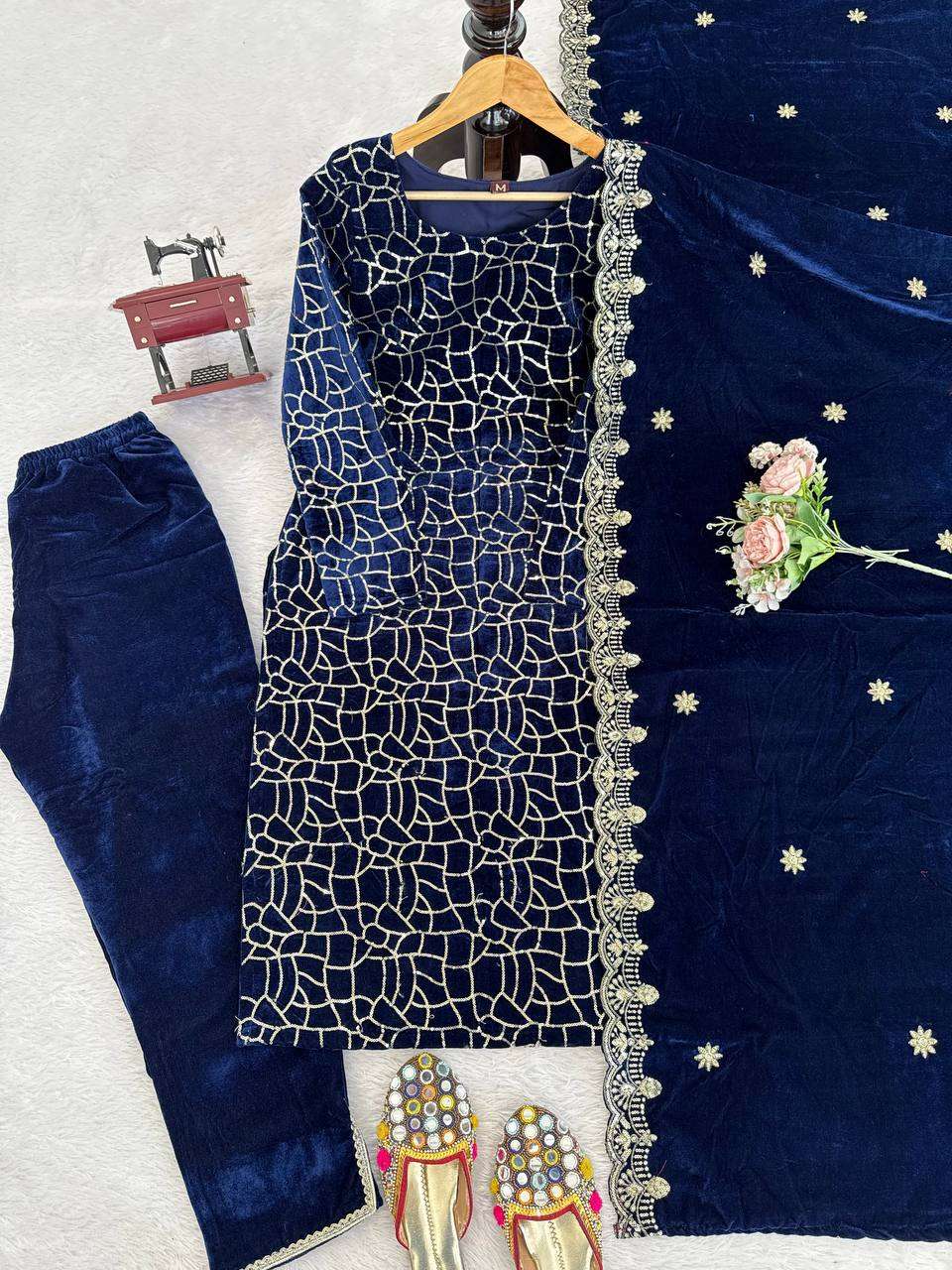 KD 1546 VELVET EMBROIDERY DESIGNER FESTIVE WEAR SUIT