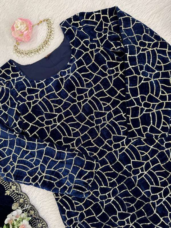 KD 1546 VELVET EMBROIDERY DESIGNER FESTIVE WEAR SUIT