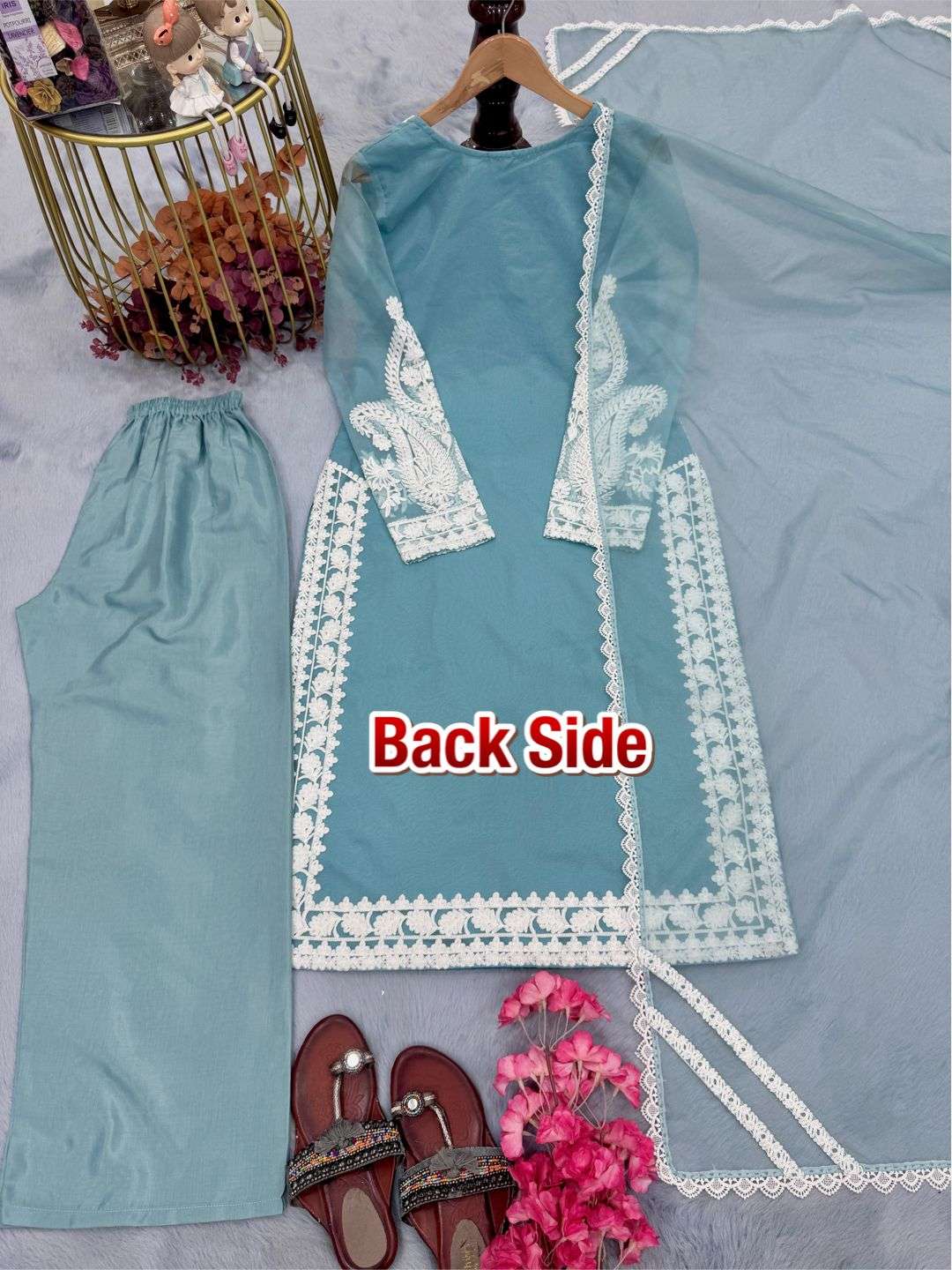 LADY LOOK 032 ORGANZA SILK PREETY LOOK DESIGNER PARTY WEAR LADIES SUIT