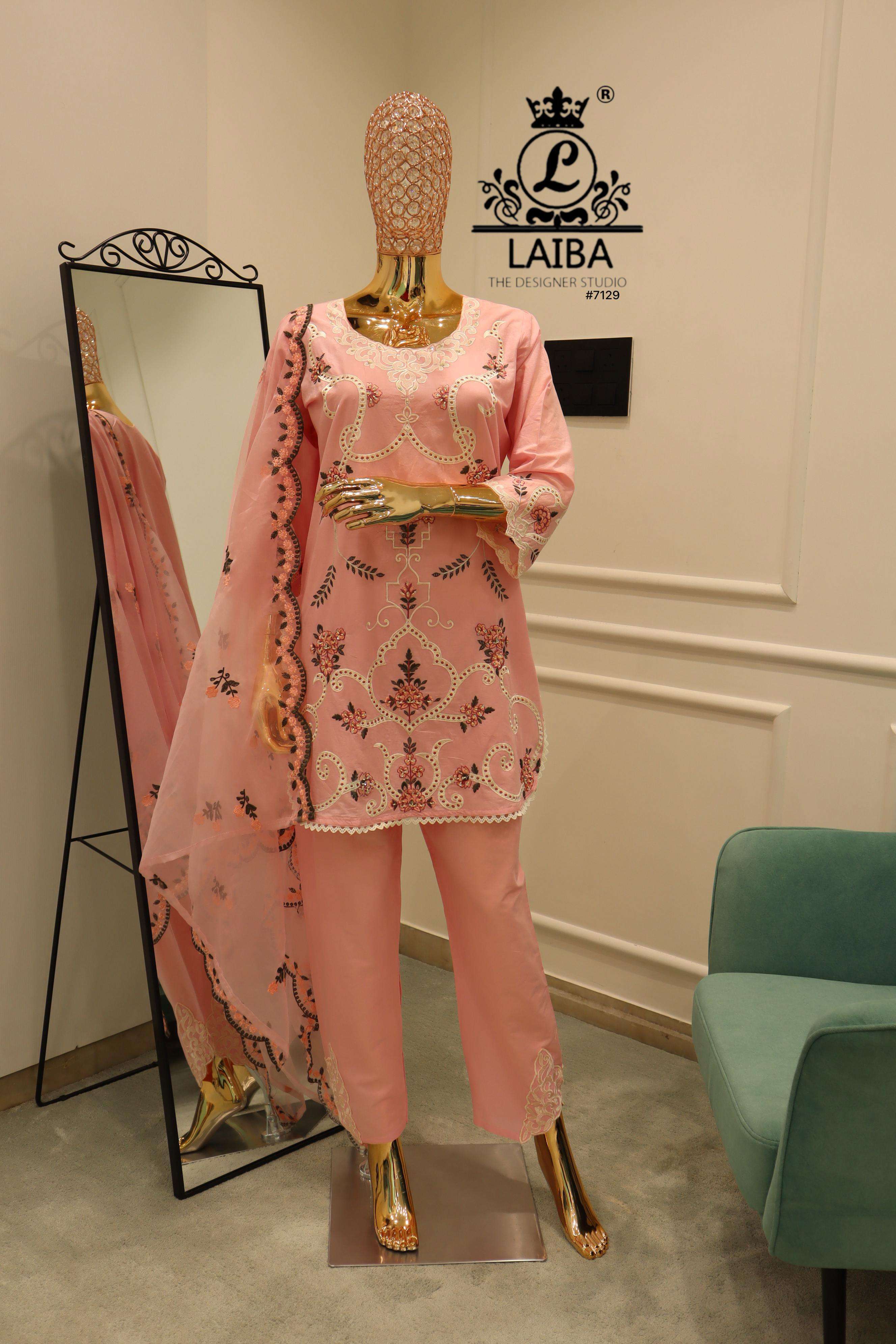 LAIBA THE DESIGNER STUDIO D NO #7129 LAWN COTTON HEAVY DESIGNER SUIT