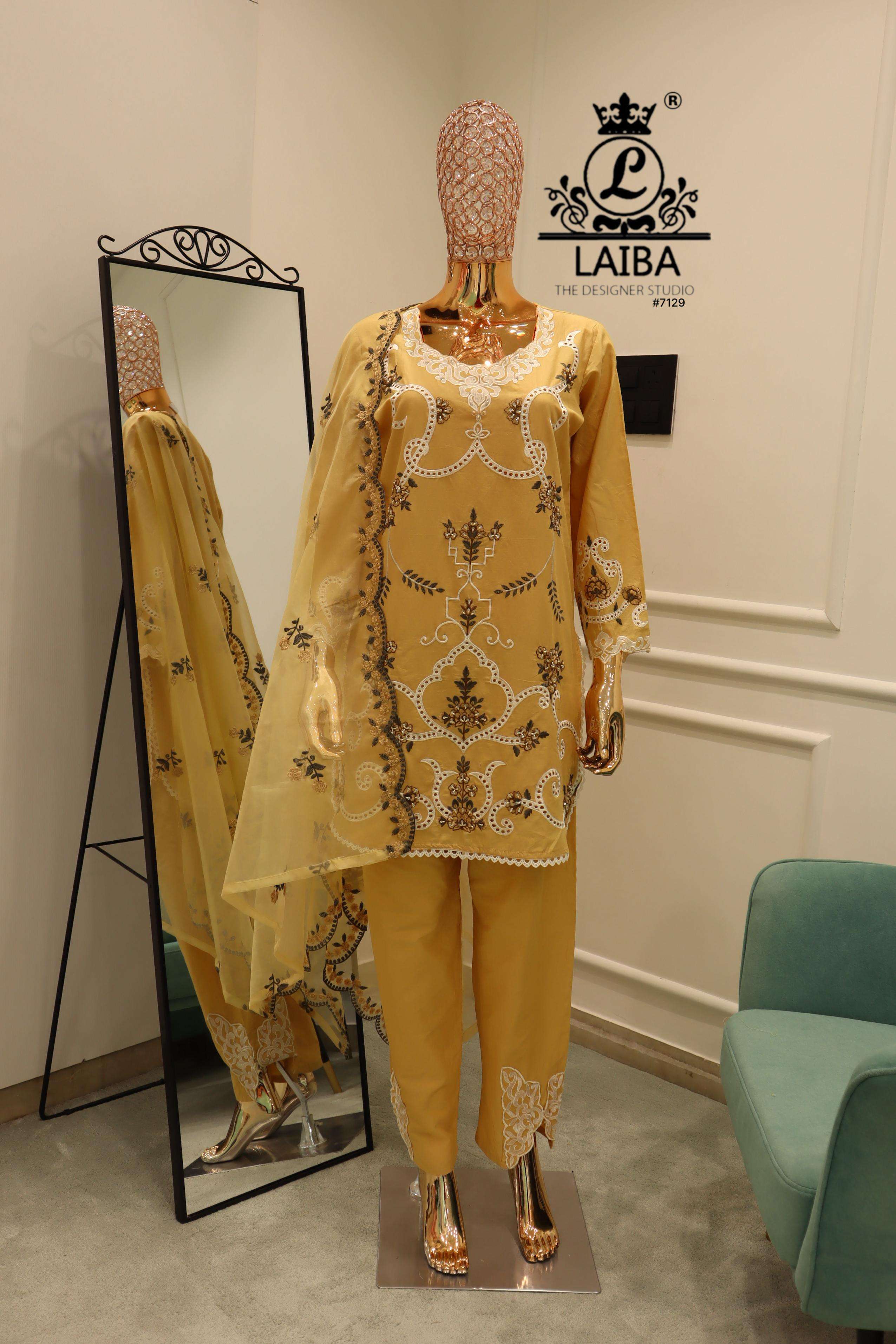LAIBA THE DESIGNER STUDIO D NO #7129 LAWN COTTON HEAVY DESIGNER SUIT