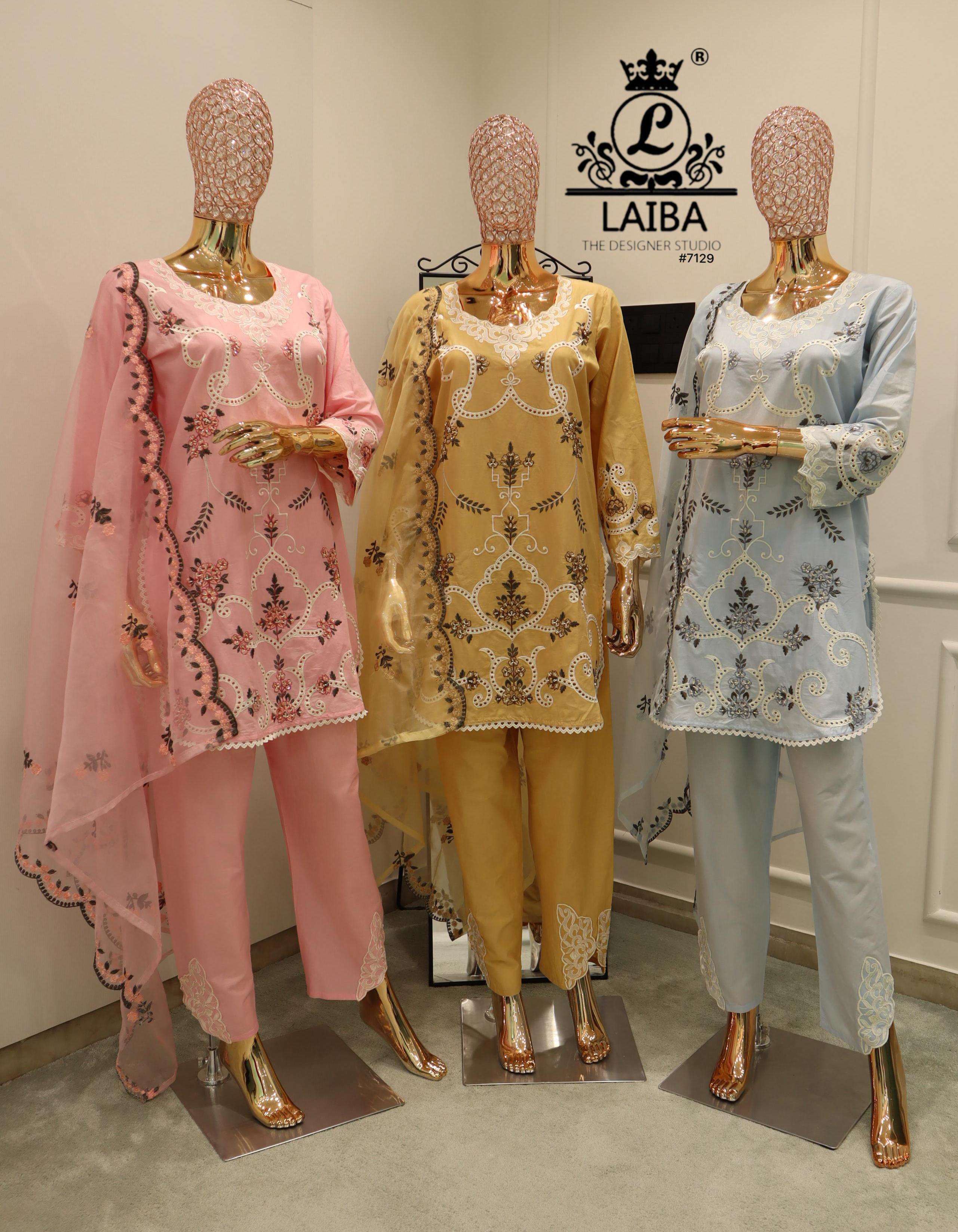LAIBA THE DESIGNER STUDIO D NO #7129 LAWN COTTON HEAVY DESIGNER SUIT