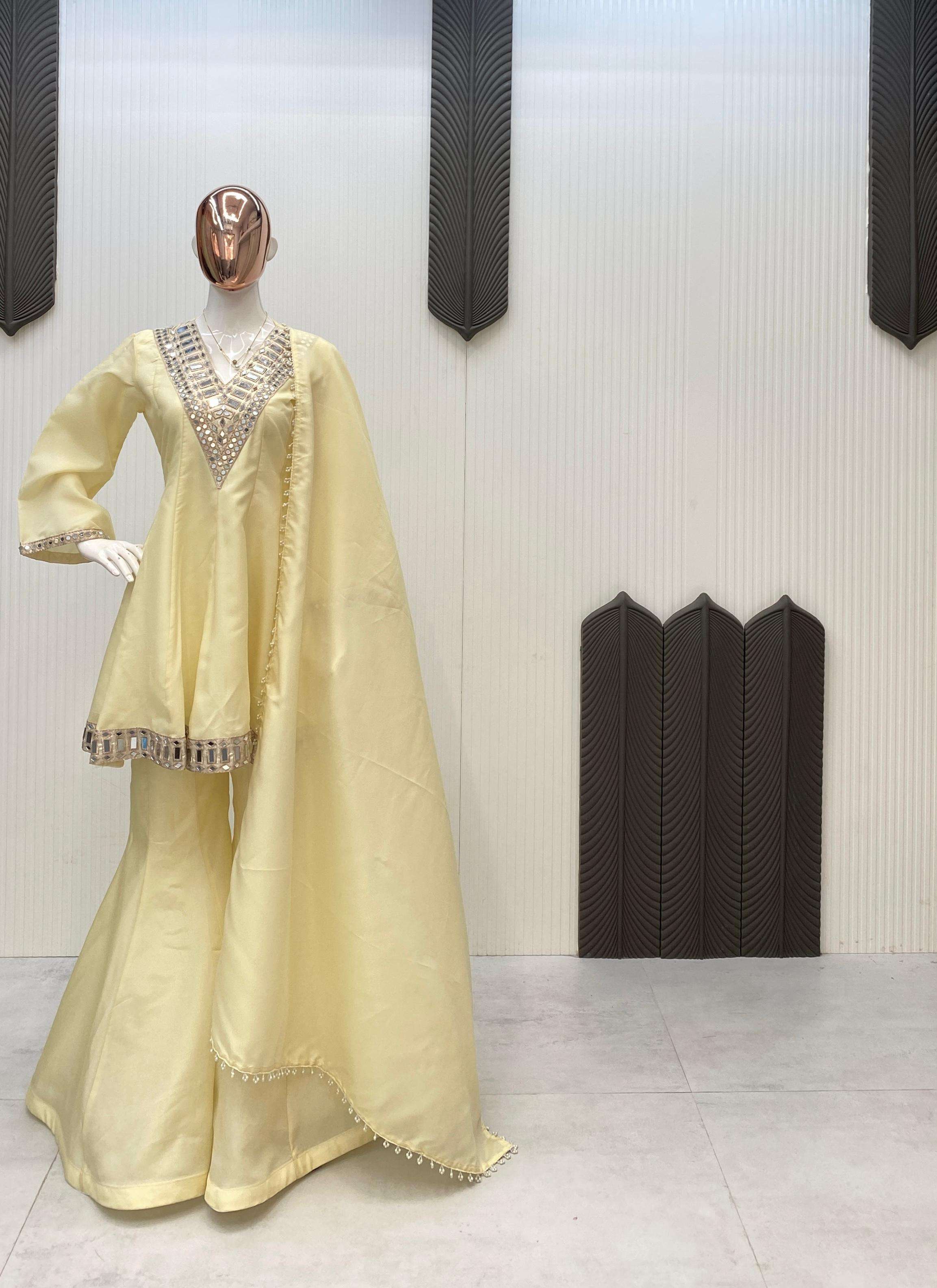 LG 2027 COSMOS FABRIC PREETY LOOK DESIGNER TOP WITH PLAZZO AND DUPATTA 