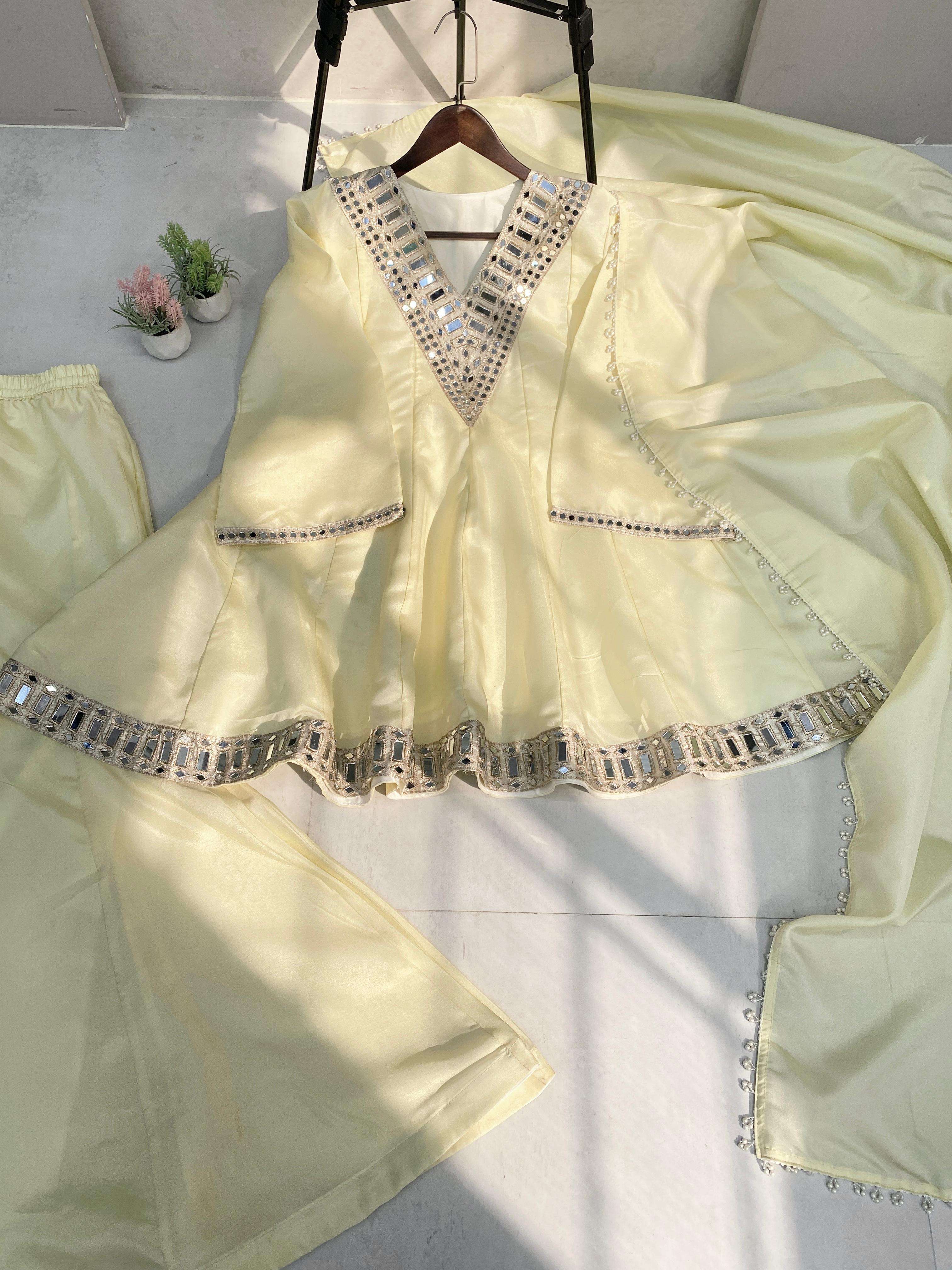LG 2027 COSMOS FABRIC PREETY LOOK DESIGNER TOP WITH PLAZZO AND DUPATTA 