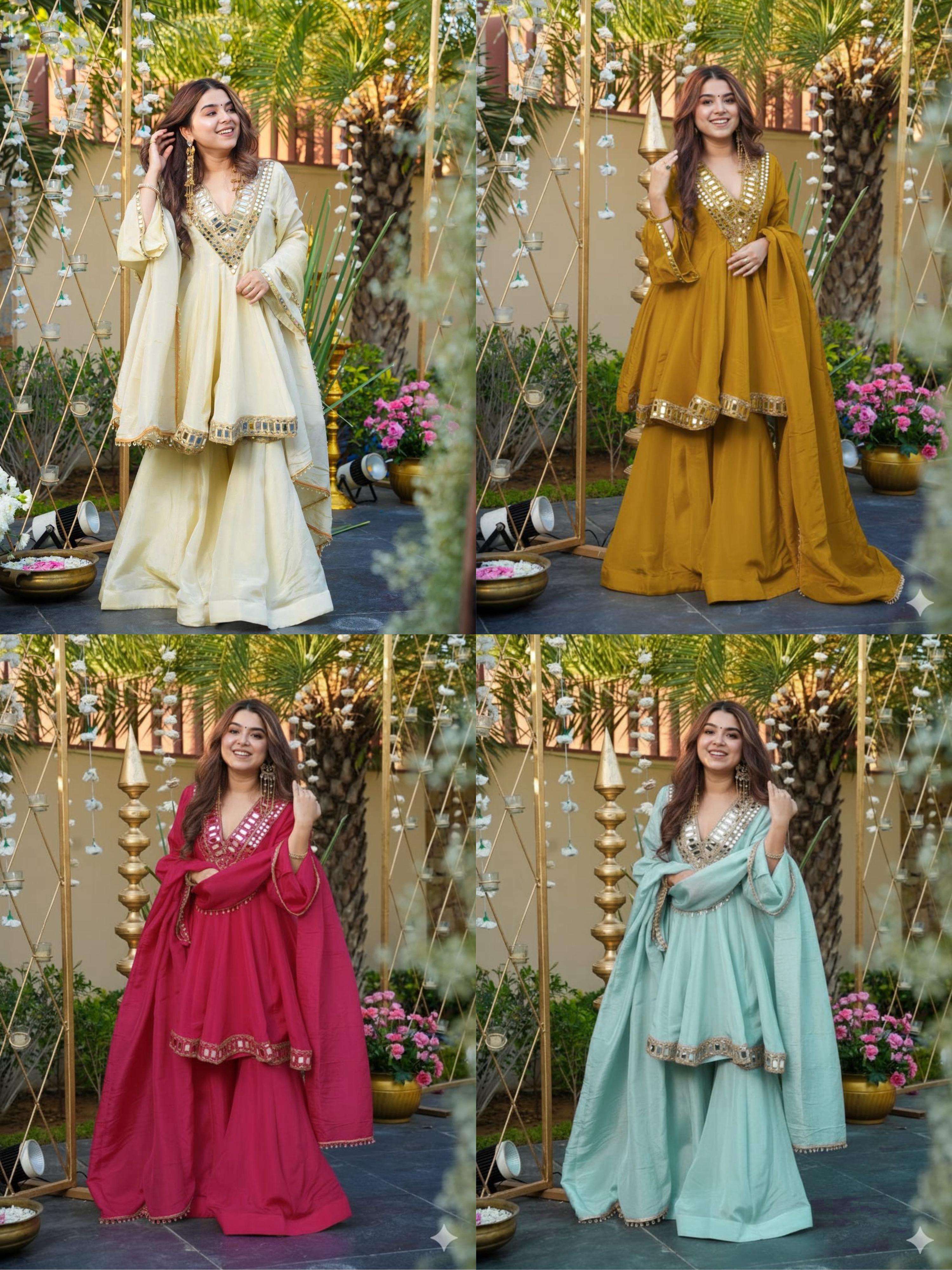 LG 2027 COSMOS FABRIC PREETY LOOK DESIGNER TOP WITH PLAZZO AND DUPATTA 