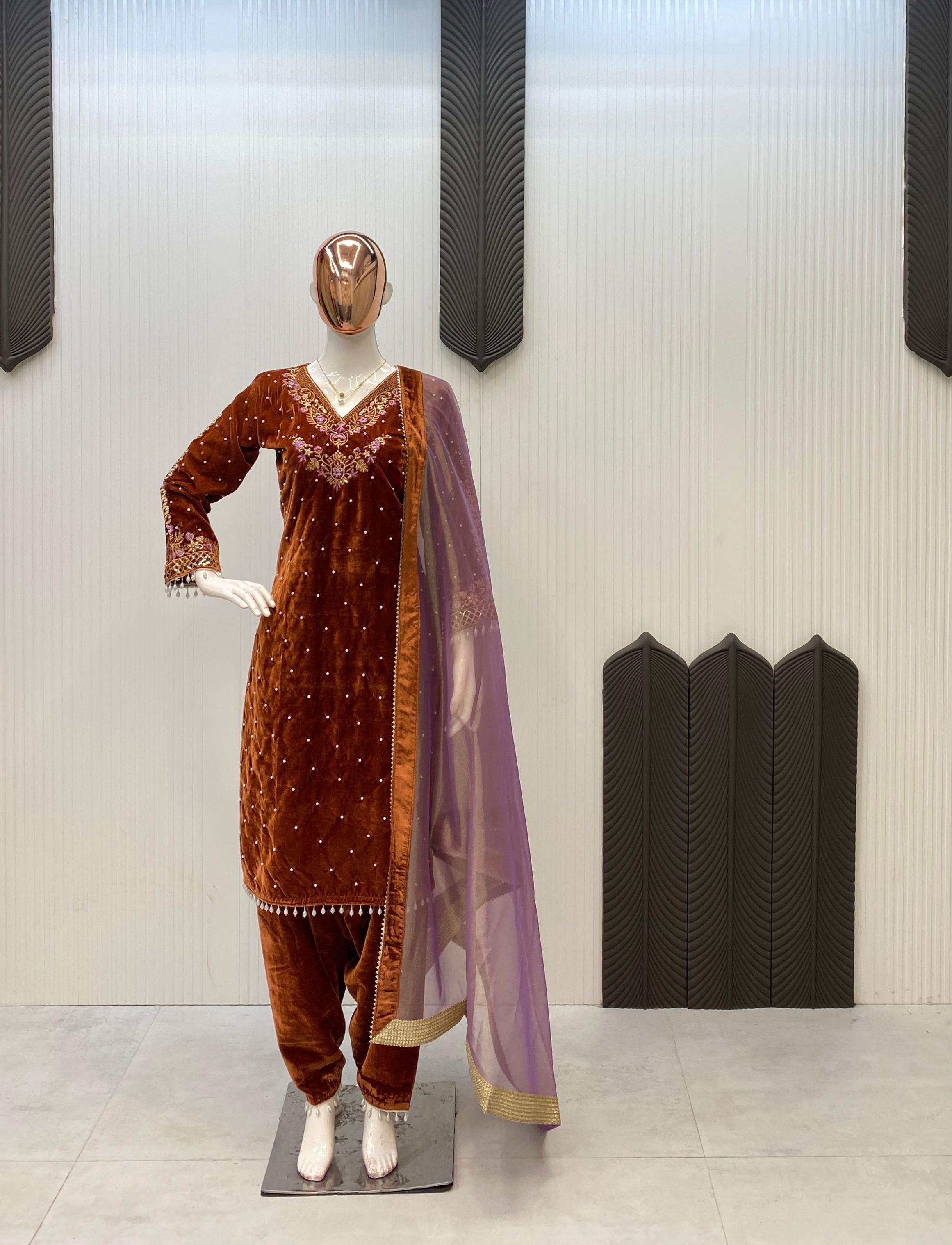 LG 2039 VELVET WITH SEQUENCE EMBROIDERY DESIGNER SUIT