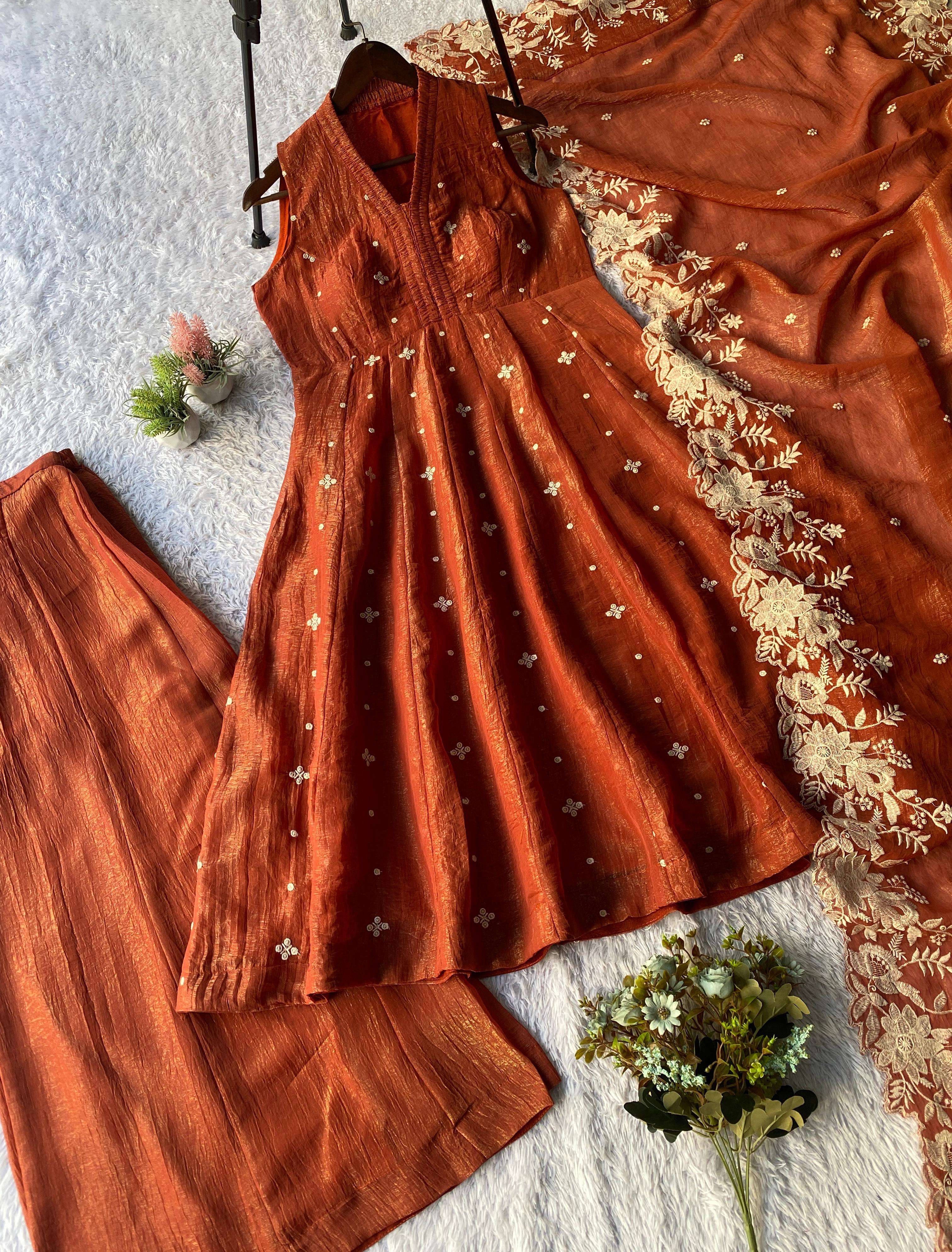  LG 2046 GORGEOUS LOOK DESIGNER PARTY WEAR GOWN WITH PLAZZO AND DUPATTA 