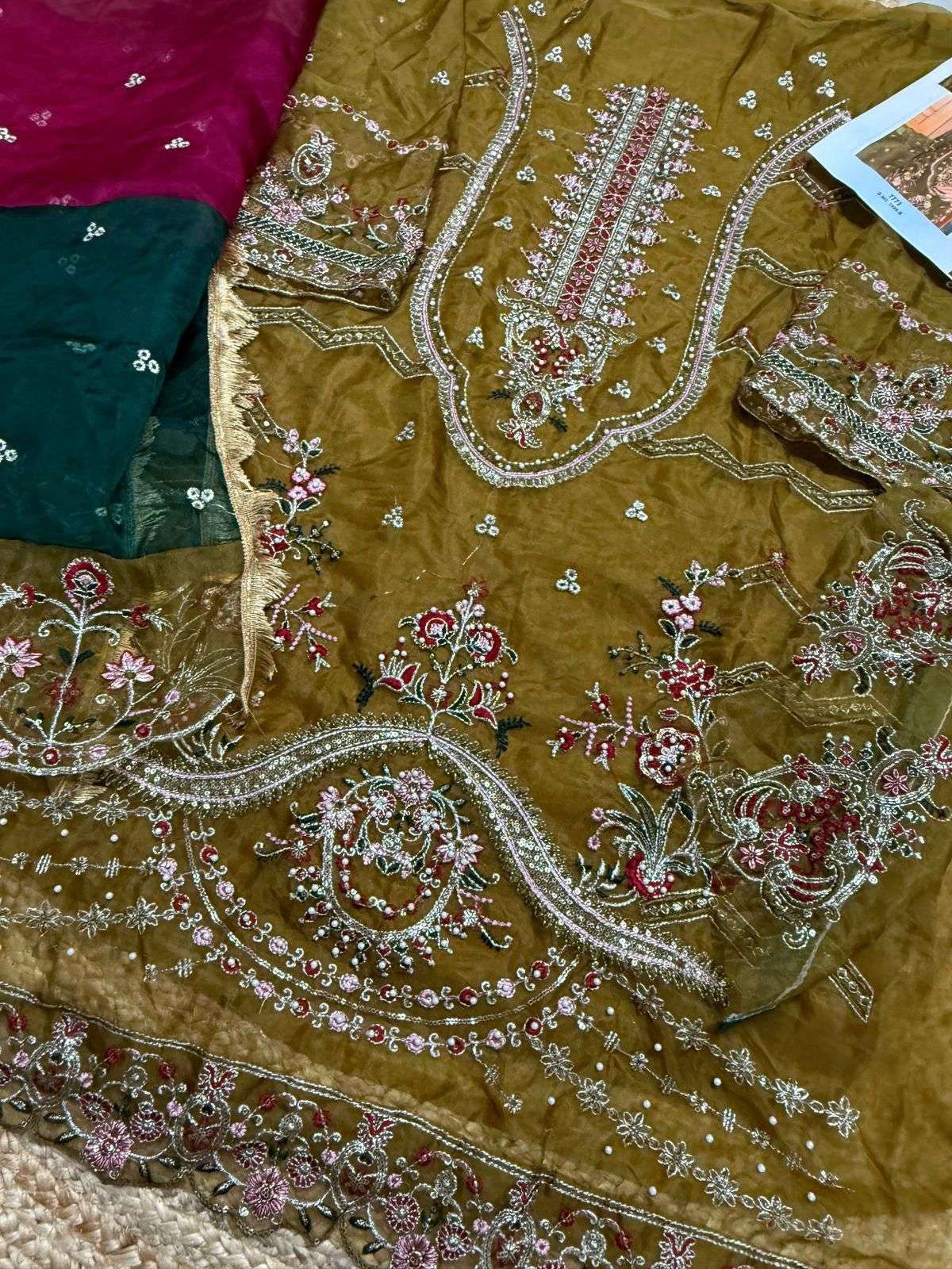 MEHBOOB TEX DESIGN NO - 1499 ACD ORGANZA HEAVY EMBROIDERED HAND WORK PARTY WEAR SUIT