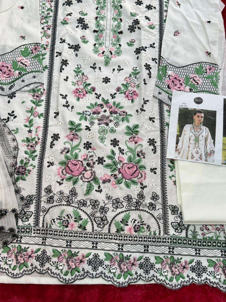 MEHBOOB TEX DESIGN NO - 1743-1744-1758 PURE COTTON HEAVY SELF EMBROIDERED PAKISTANI SUIT