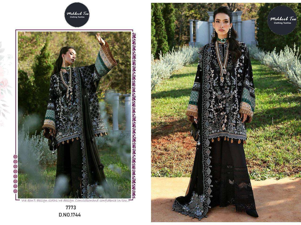 MEHBOOB TEX DESIGN NO - 1743-1744-1758 PURE COTTON HEAVY SELF EMBROIDERED PAKISTANI SUIT