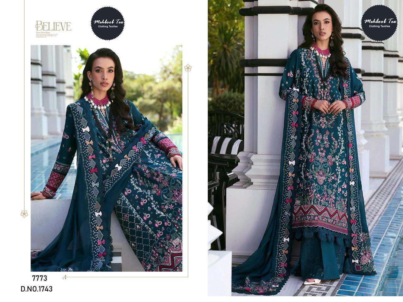 MEHBOOB TEX DESIGN NO - 1743-1744-1758 PURE COTTON HEAVY SELF EMBROIDERED PAKISTANI SUIT