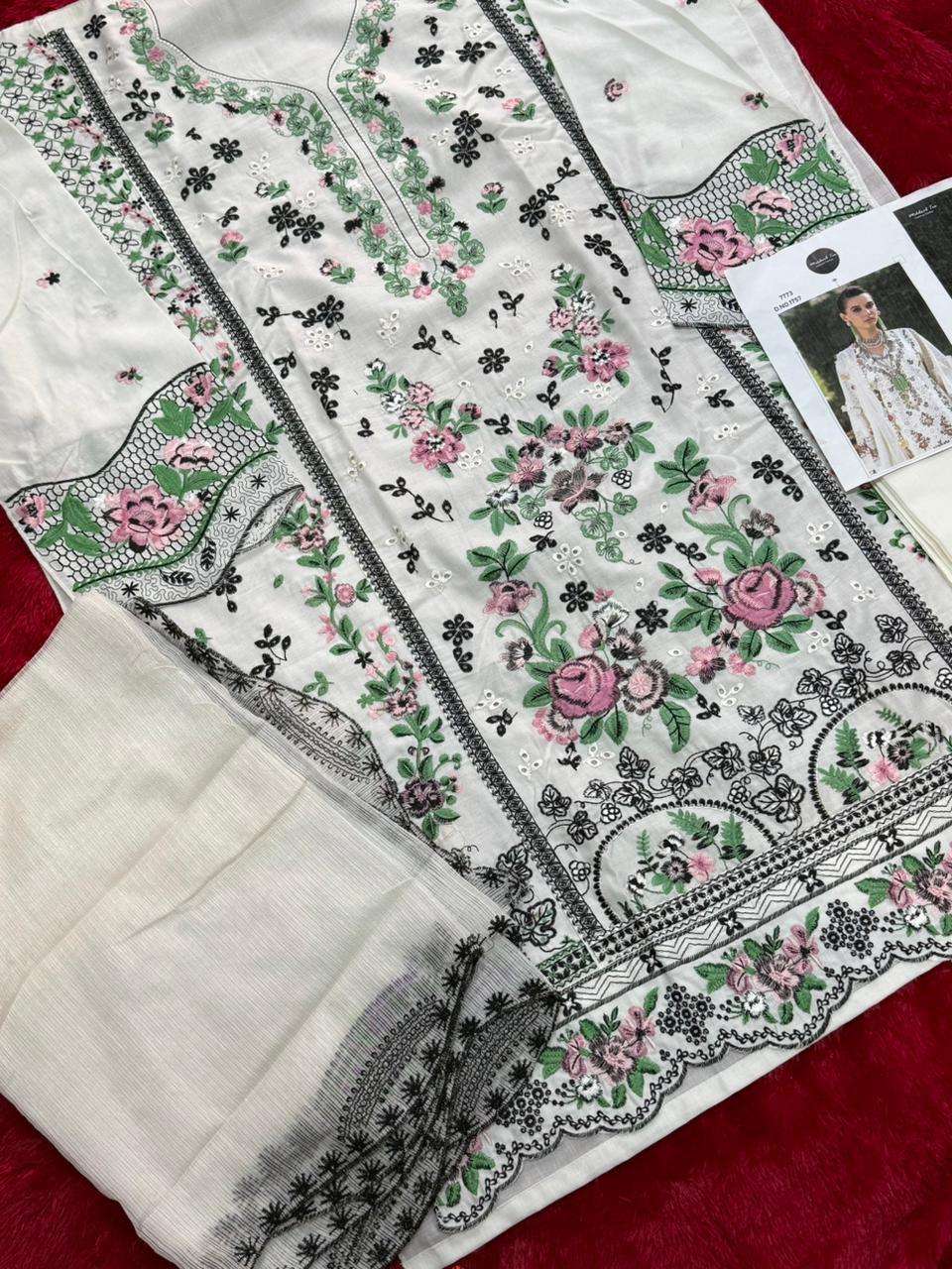MEHBOOB TEX DESIGN NO - 1743-1744-1758 PURE COTTON HEAVY SELF EMBROIDERED PAKISTANI SUIT