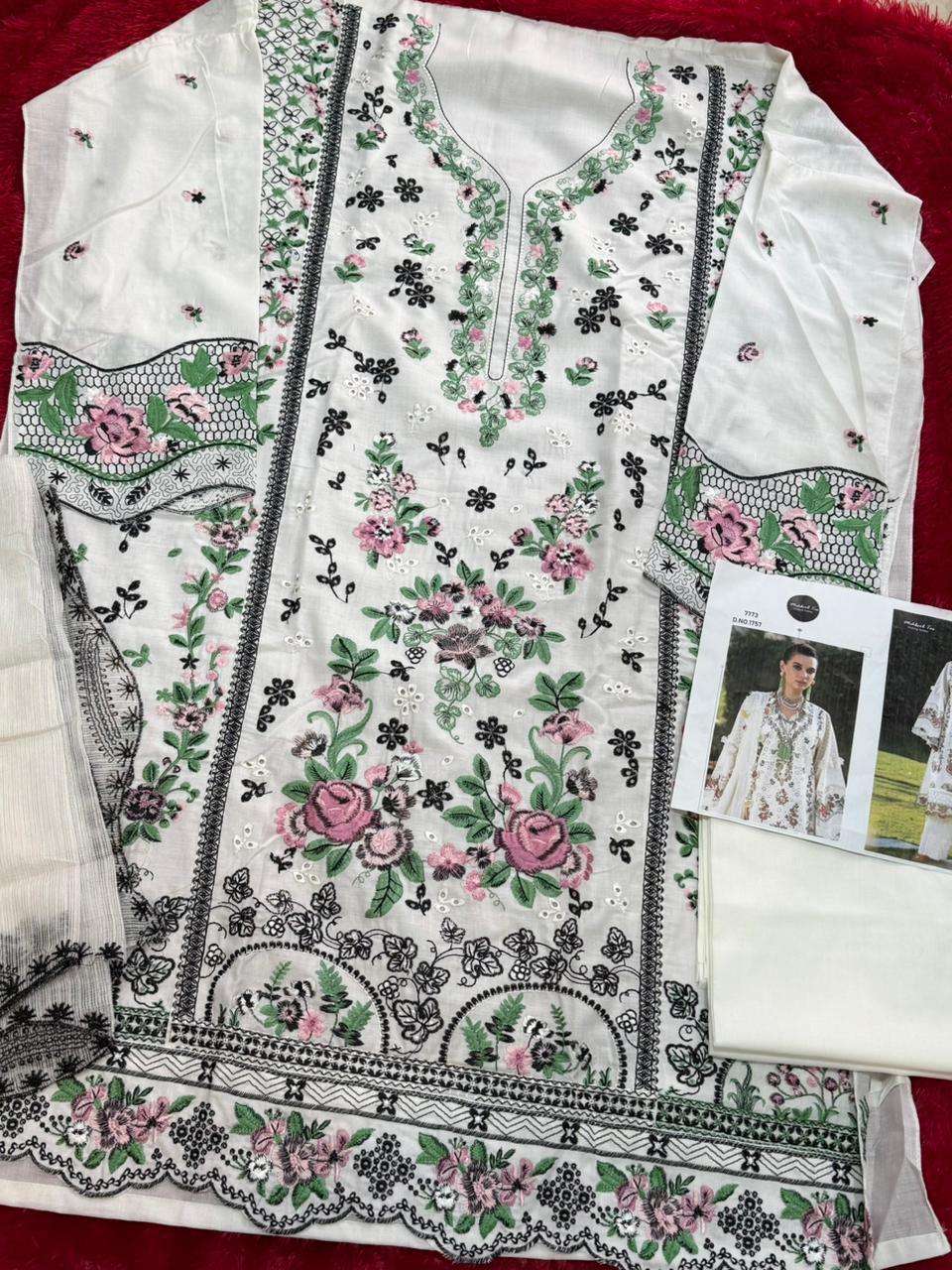 MEHBOOB TEX DESIGN NO - 1743-1744-1758 PURE COTTON HEAVY SELF EMBROIDERED PAKISTANI SUIT