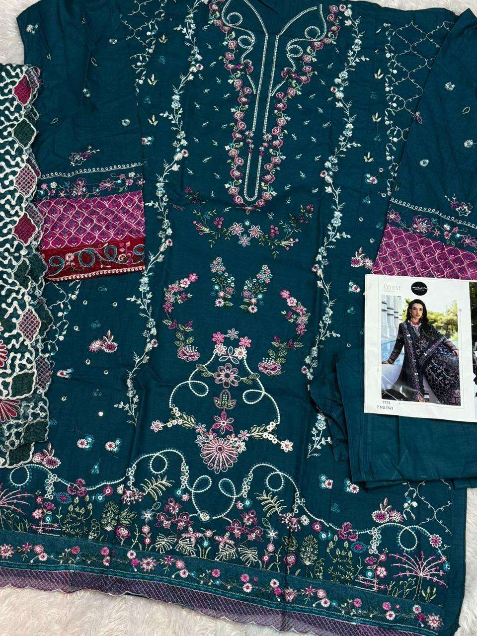 MEHBOOB TEX DESIGN NO - 1743-1744-1758 PURE COTTON HEAVY SELF EMBROIDERED PAKISTANI SUIT