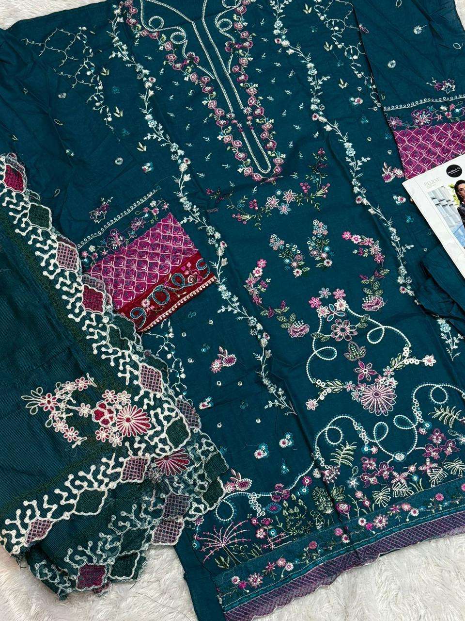 MEHBOOB TEX DESIGN NO - 1743-1744-1758 PURE COTTON HEAVY SELF EMBROIDERED PAKISTANI SUIT