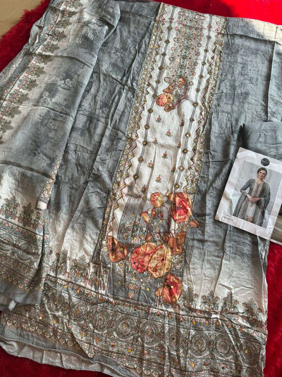 MEHBOOB TEX DESIGN NO - 1812 AB - 1813 AB PURE VISCOSE MUSLIN DIGITAL PRINT AARI HANDWORK PAKISTANI SUIT