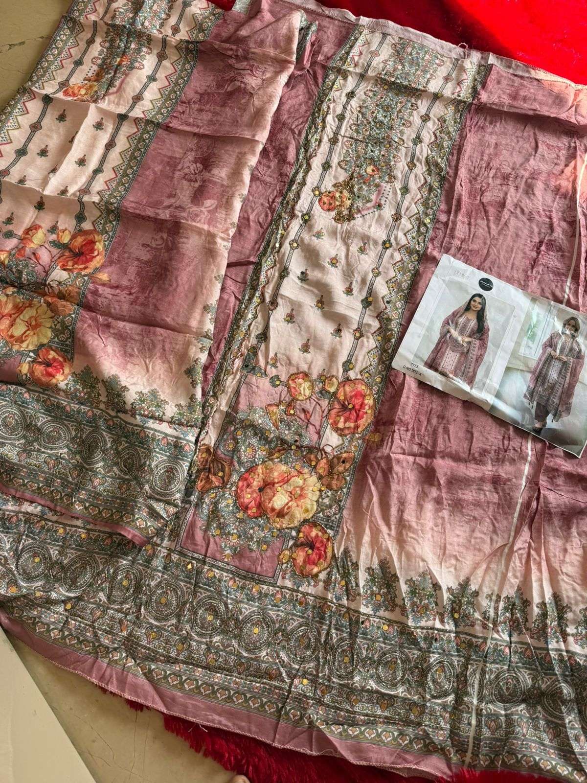 MEHBOOB TEX DESIGN NO - 1812 AB - 1813 AB PURE VISCOSE MUSLIN DIGITAL PRINT AARI HANDWORK PAKISTANI SUIT