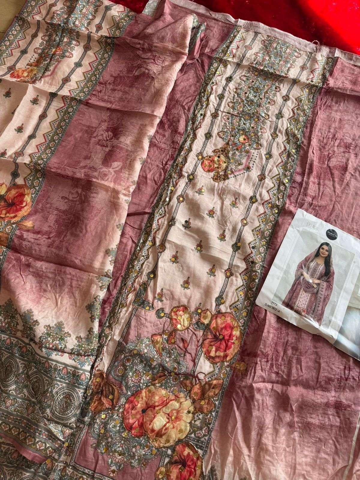 MEHBOOB TEX DESIGN NO - 1812 AB - 1813 AB PURE VISCOSE MUSLIN DIGITAL PRINT AARI HANDWORK PAKISTANI SUIT