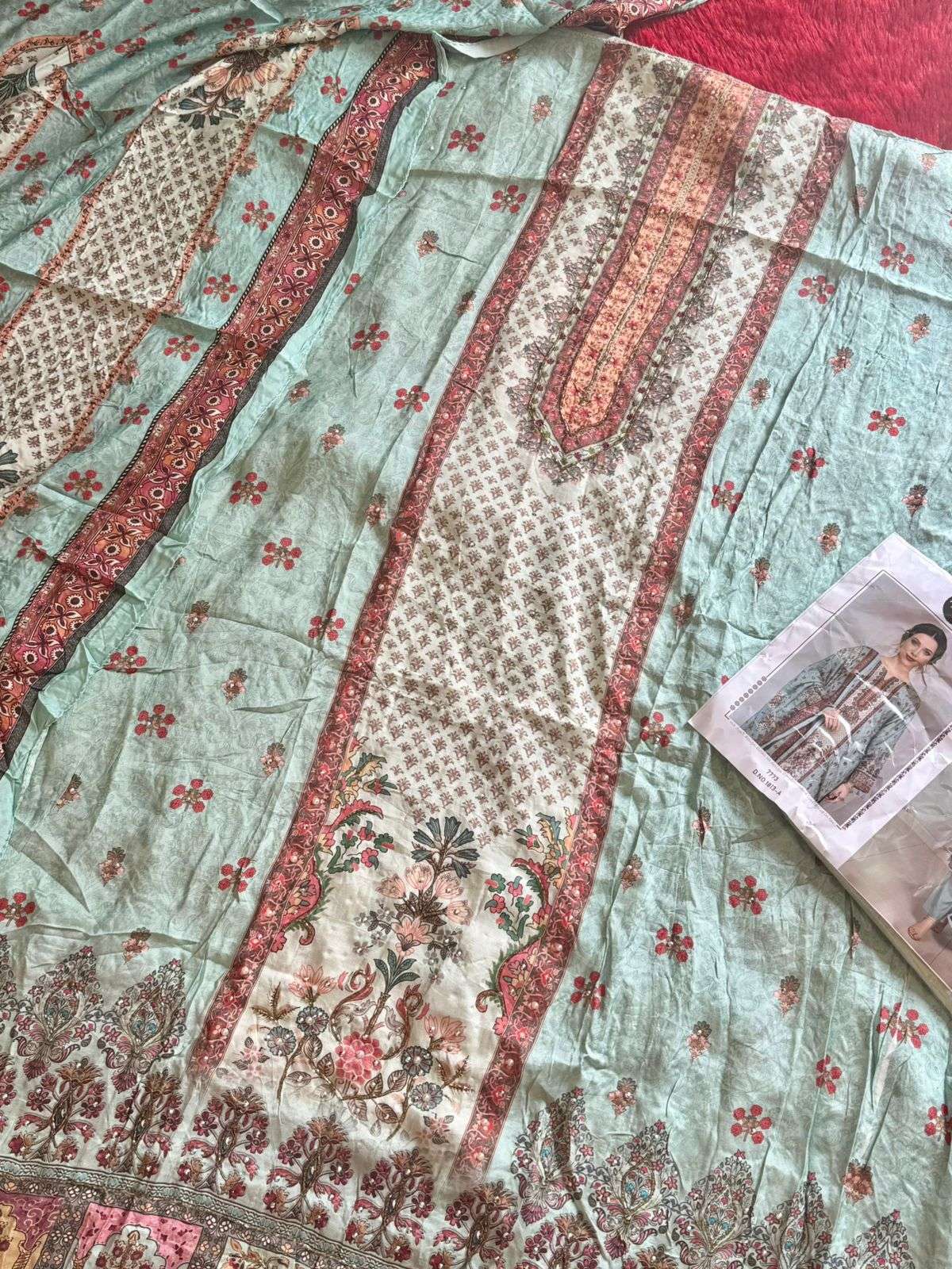 MEHBOOB TEX DESIGN NO - 1812 AB - 1813 AB PURE VISCOSE MUSLIN DIGITAL PRINT AARI HANDWORK PAKISTANI SUIT