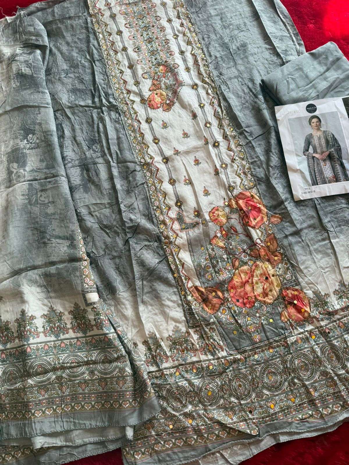 MEHBOOB TEX DESIGN NO - 1812 AB - 1813 AB PURE VISCOSE MUSLIN DIGITAL PRINT AARI HANDWORK PAKISTANI SUIT