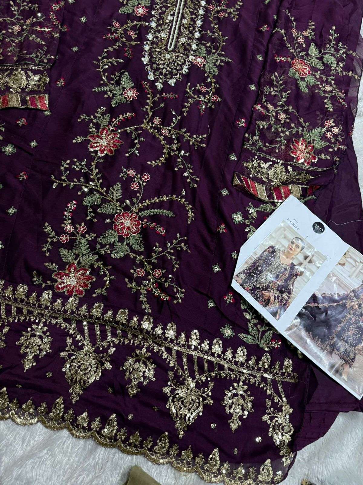 MEHBOOB TEX DESIGN NO - 1828 DINTING CHIFFON HEAVY EMBROIDERED PAKISTANI SUIT 