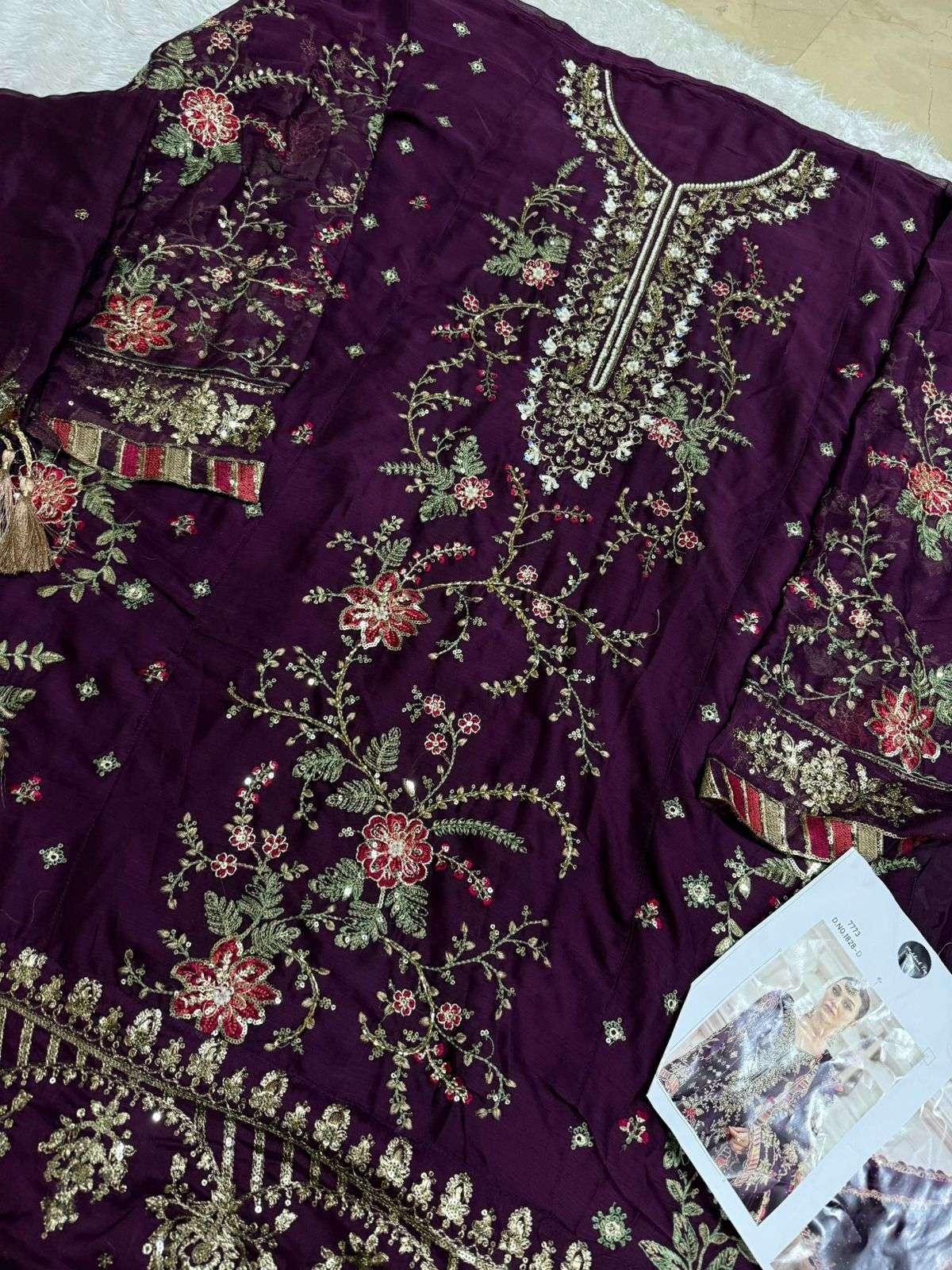 MEHBOOB TEX DESIGN NO - 1828 DINTING CHIFFON HEAVY EMBROIDERED PAKISTANI SUIT 